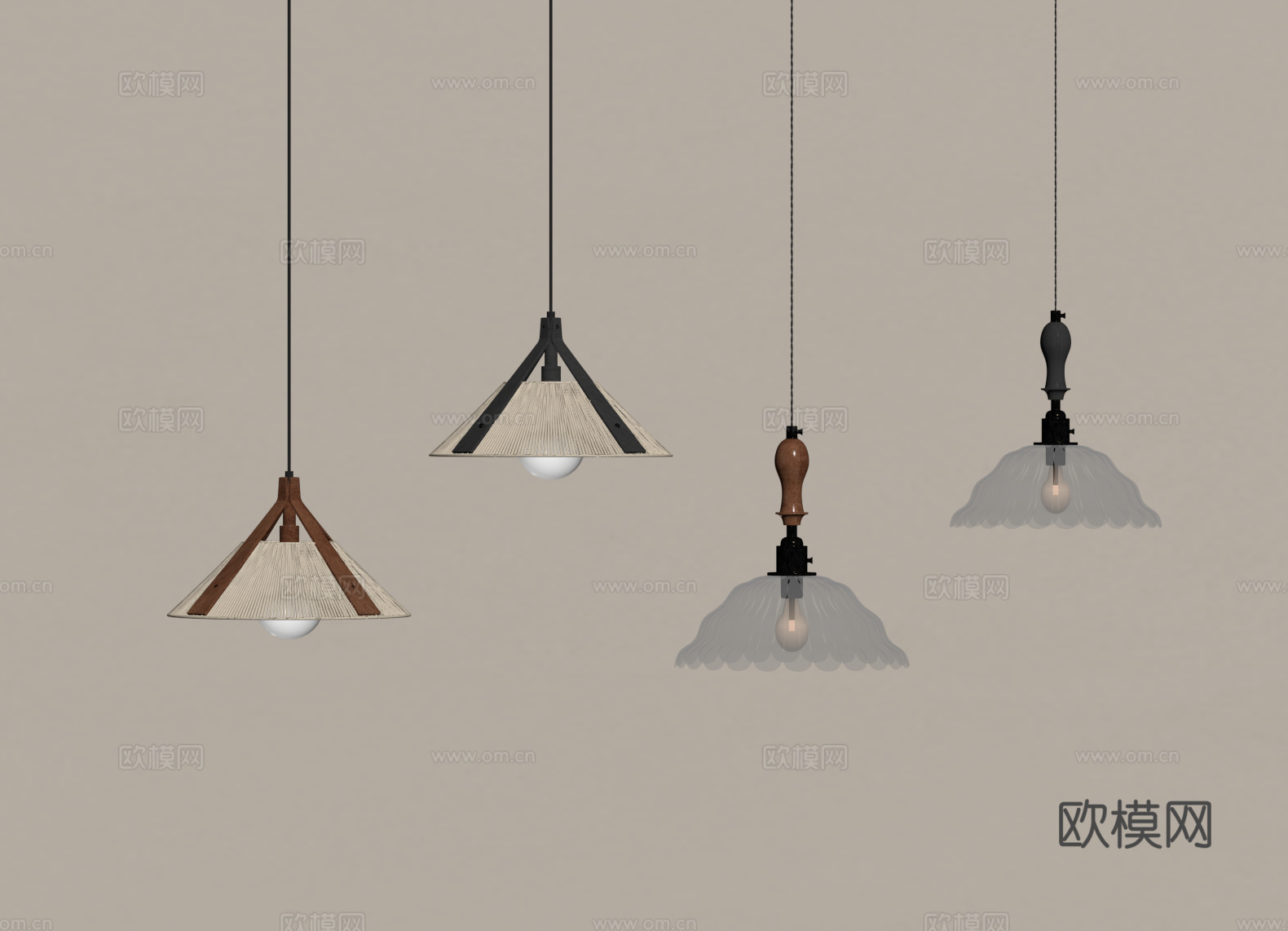 法式吊灯 床头小吊灯su模型