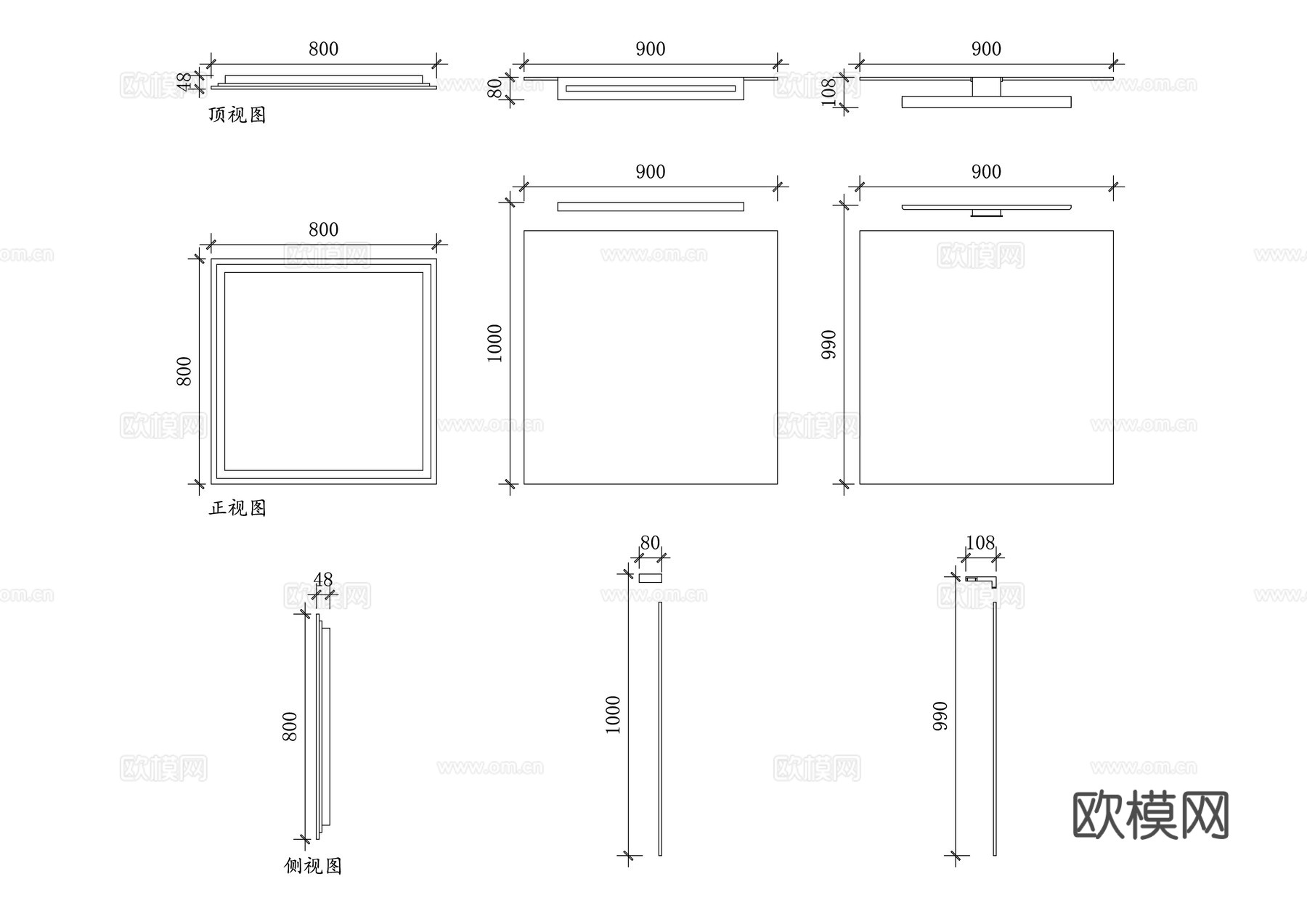 镜前灯 化妆镜灯 浴室镜灯 梳妆镜灯 镜面装饰灯cad施工图