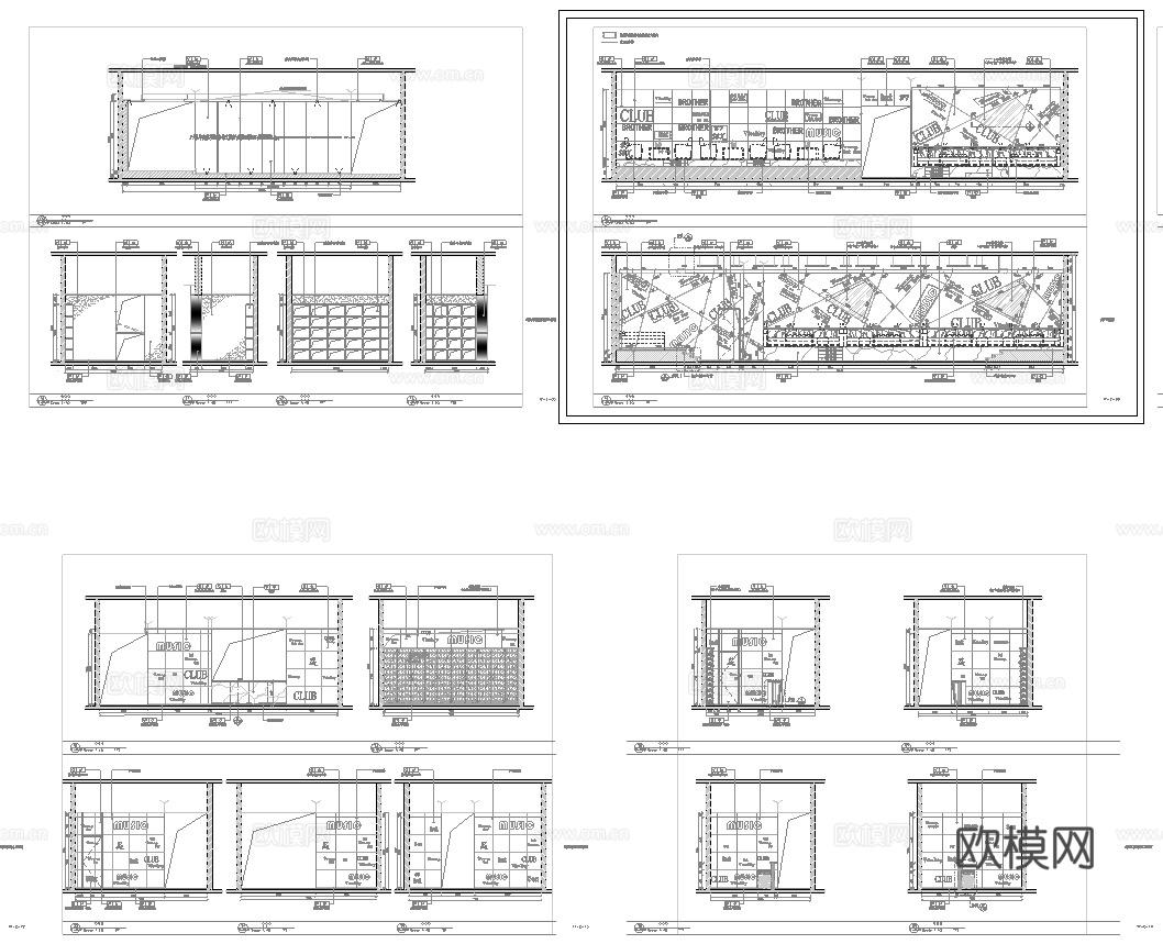 复古酒吧 最新全套 效果图 施工图设计cad施工图