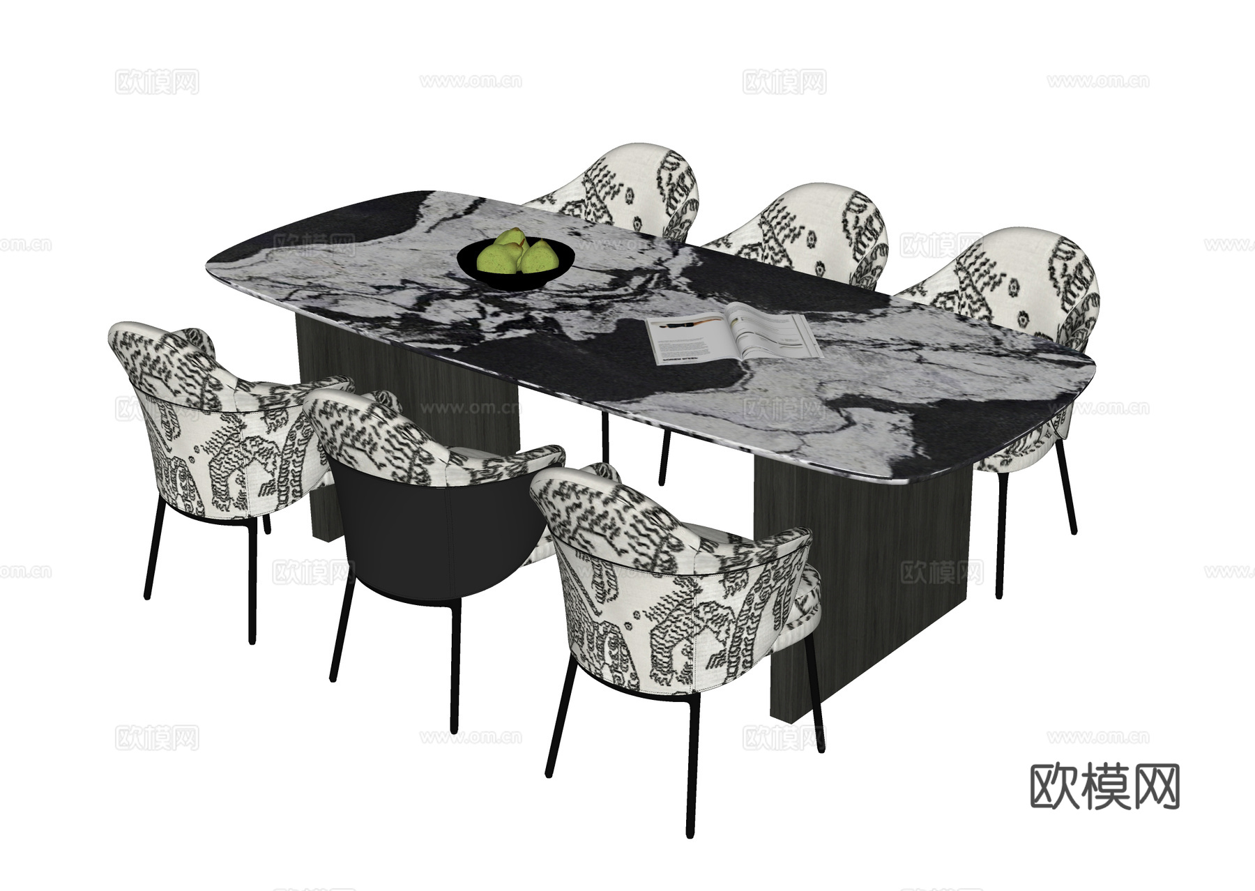 现代餐桌椅 餐椅 餐桌su模型