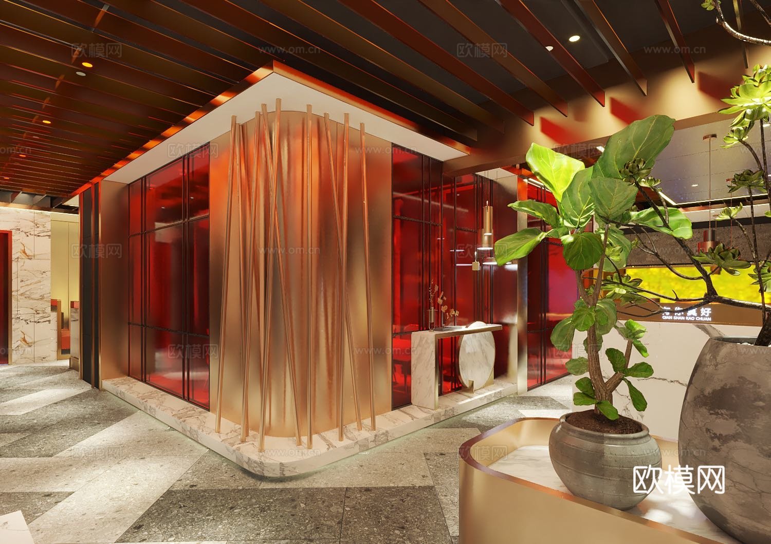 网红风烧烤店 最新全套 效果图 施工图设计cad施工图