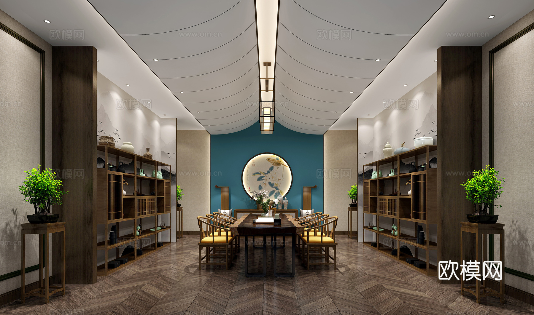 新中式茶室 博古架 置物架 展柜3d模型