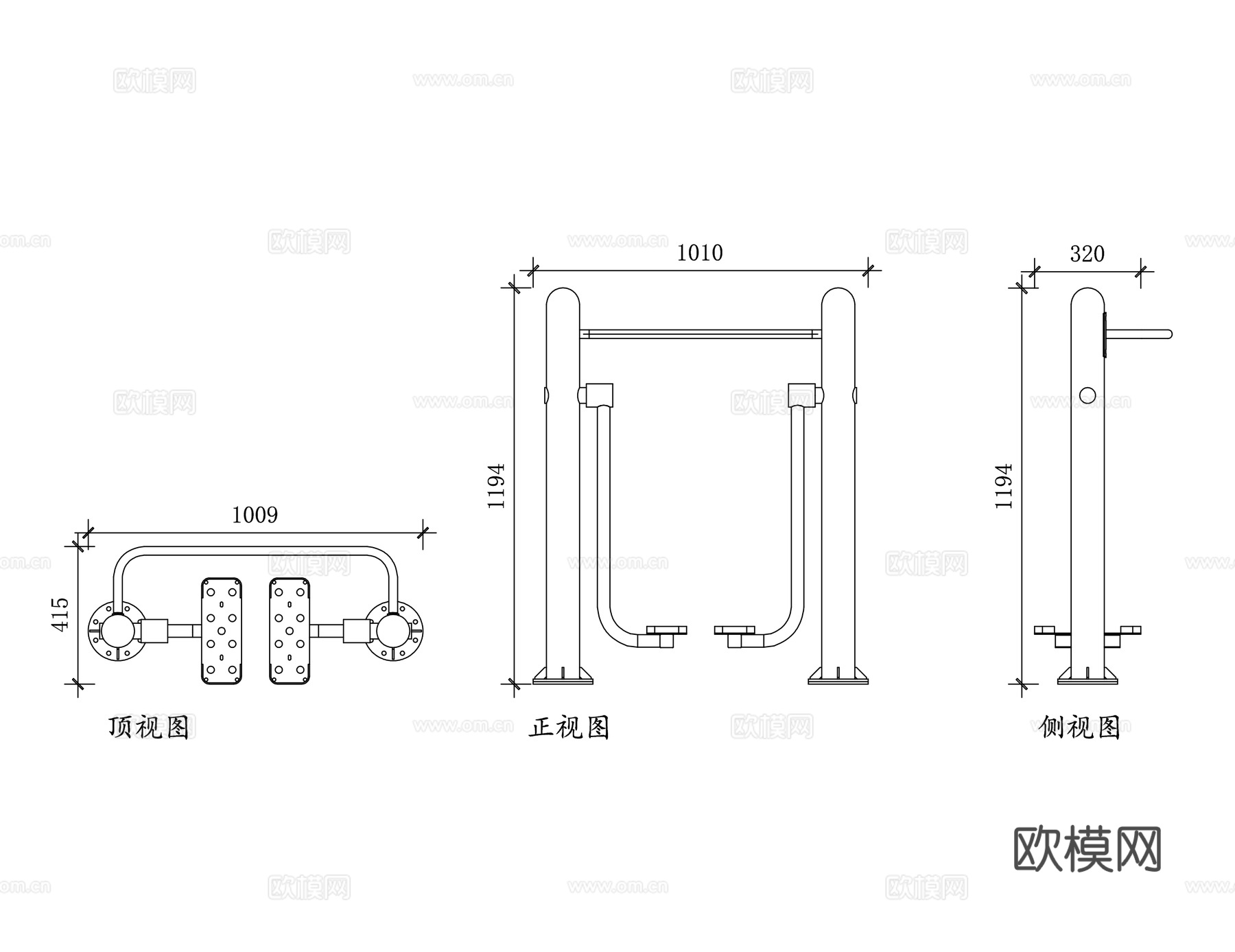 太空漫步机 户外滑翔机 健身滑翔器 滑行漫步机 有氧滑翔机cad施工图