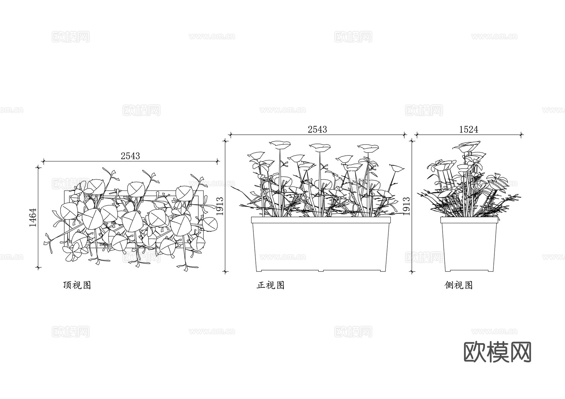 防腐木花盆 防腐木花槽 实木花箱 户外木花箱 防腐木种植箱cad施工图