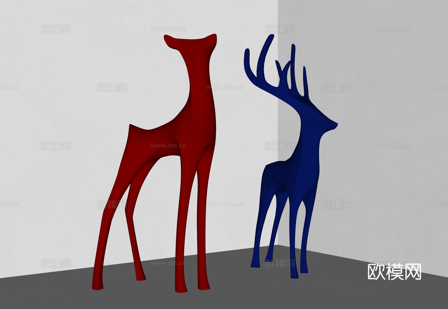 现代雕塑 景观雕塑 鹿雕塑 动物雕塑 鹿 雕塑摆件 金属雕塑su模型