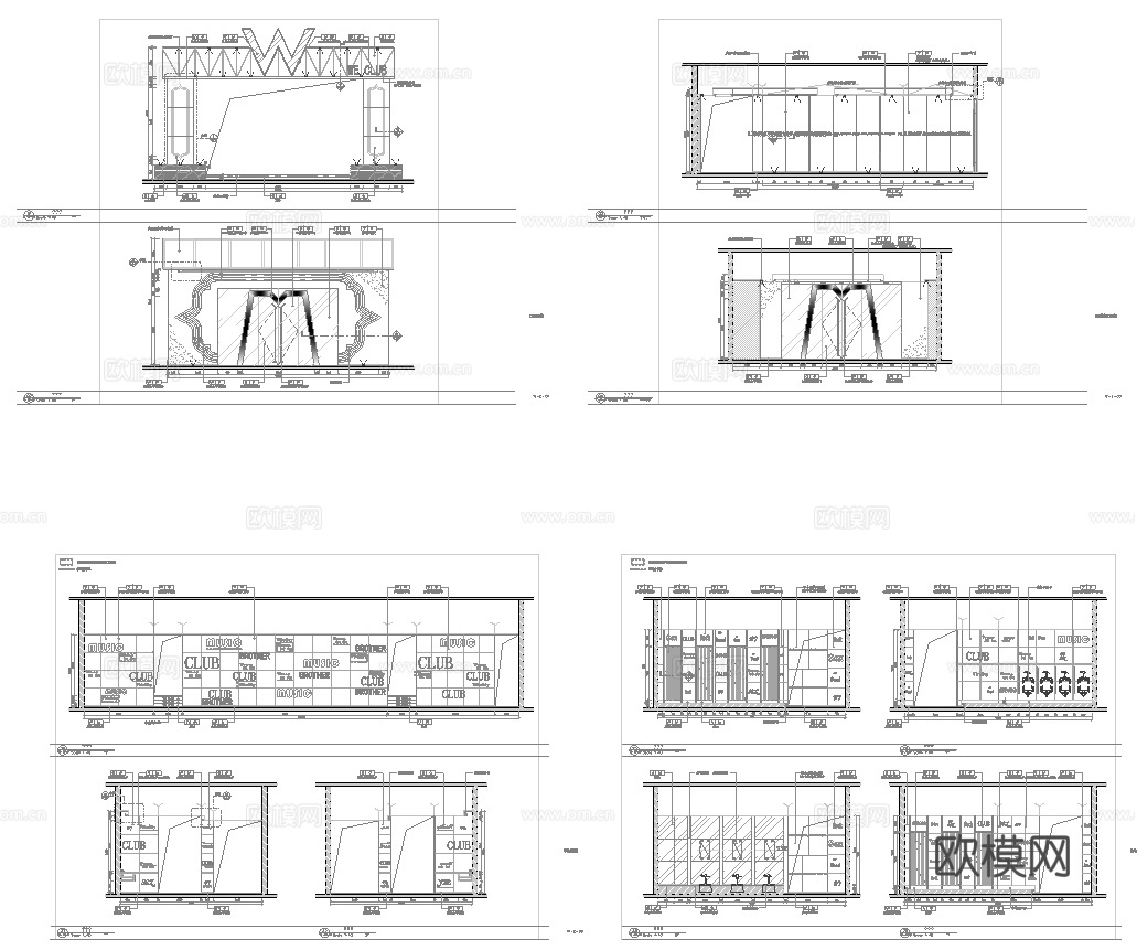复古酒吧 最新全套 效果图 施工图设计cad施工图
