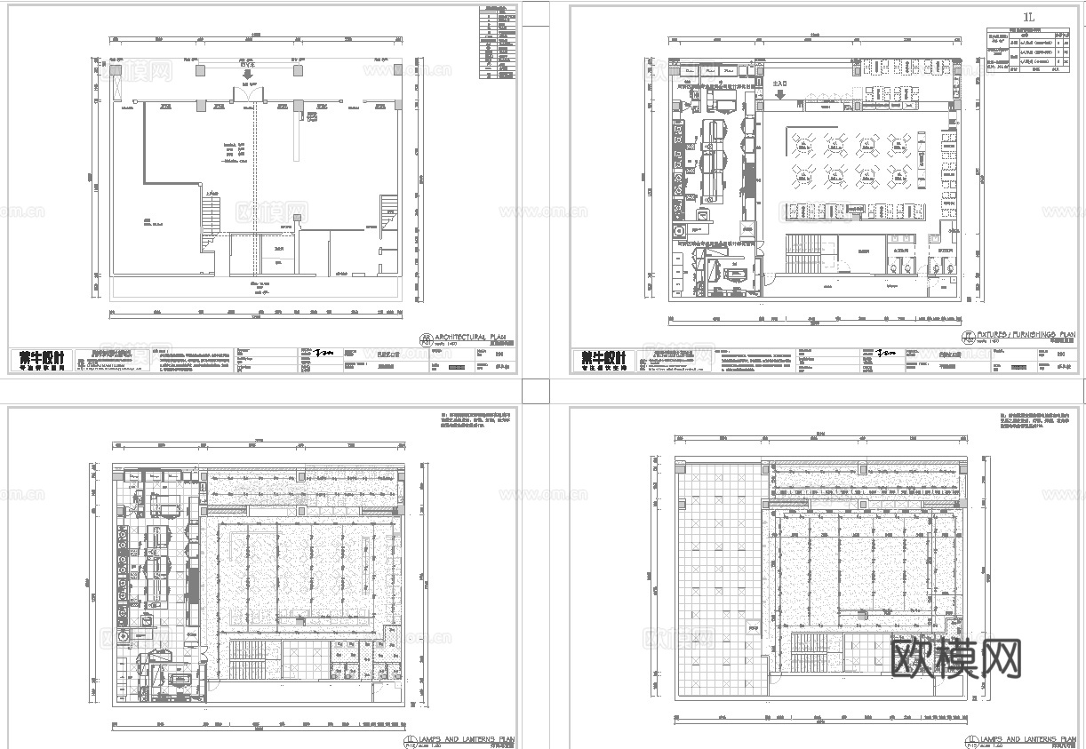 网红风烧烤店 最新全套 效果图 施工图设计cad施工图