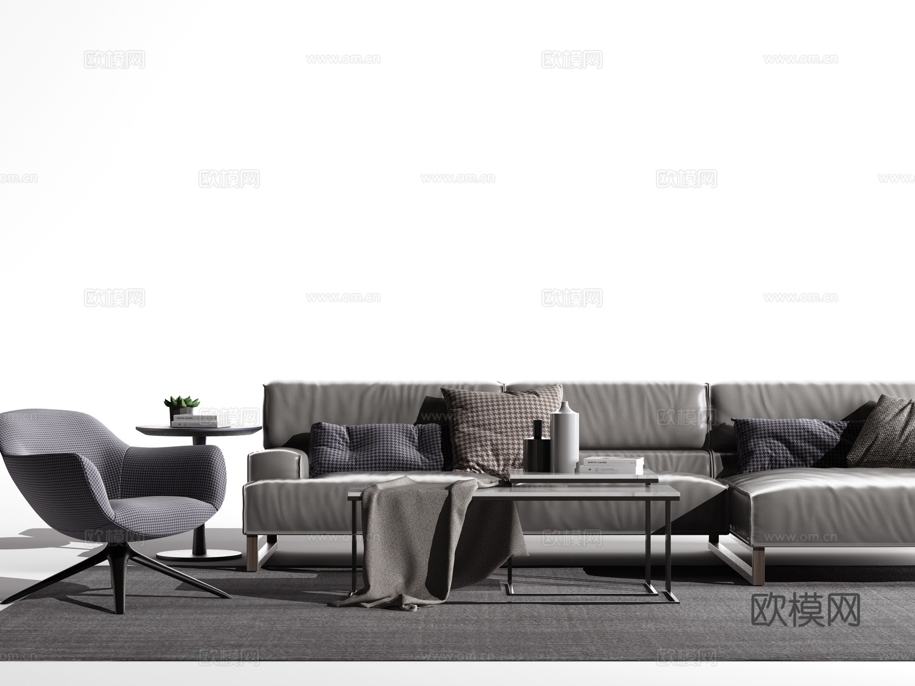 现代客餐厅 现代沙发 后现代沙发 单椅 现代单人沙发 茶3d模型下载