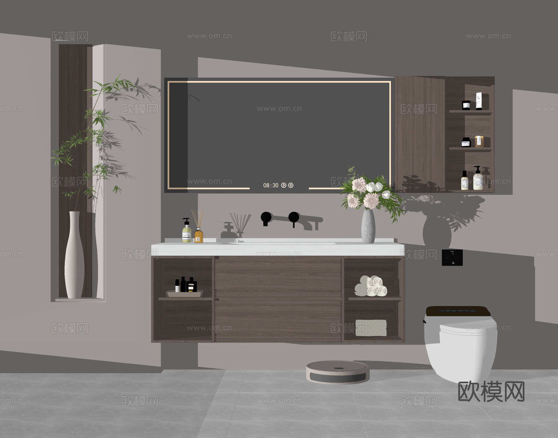 新中式浴室柜su模型
