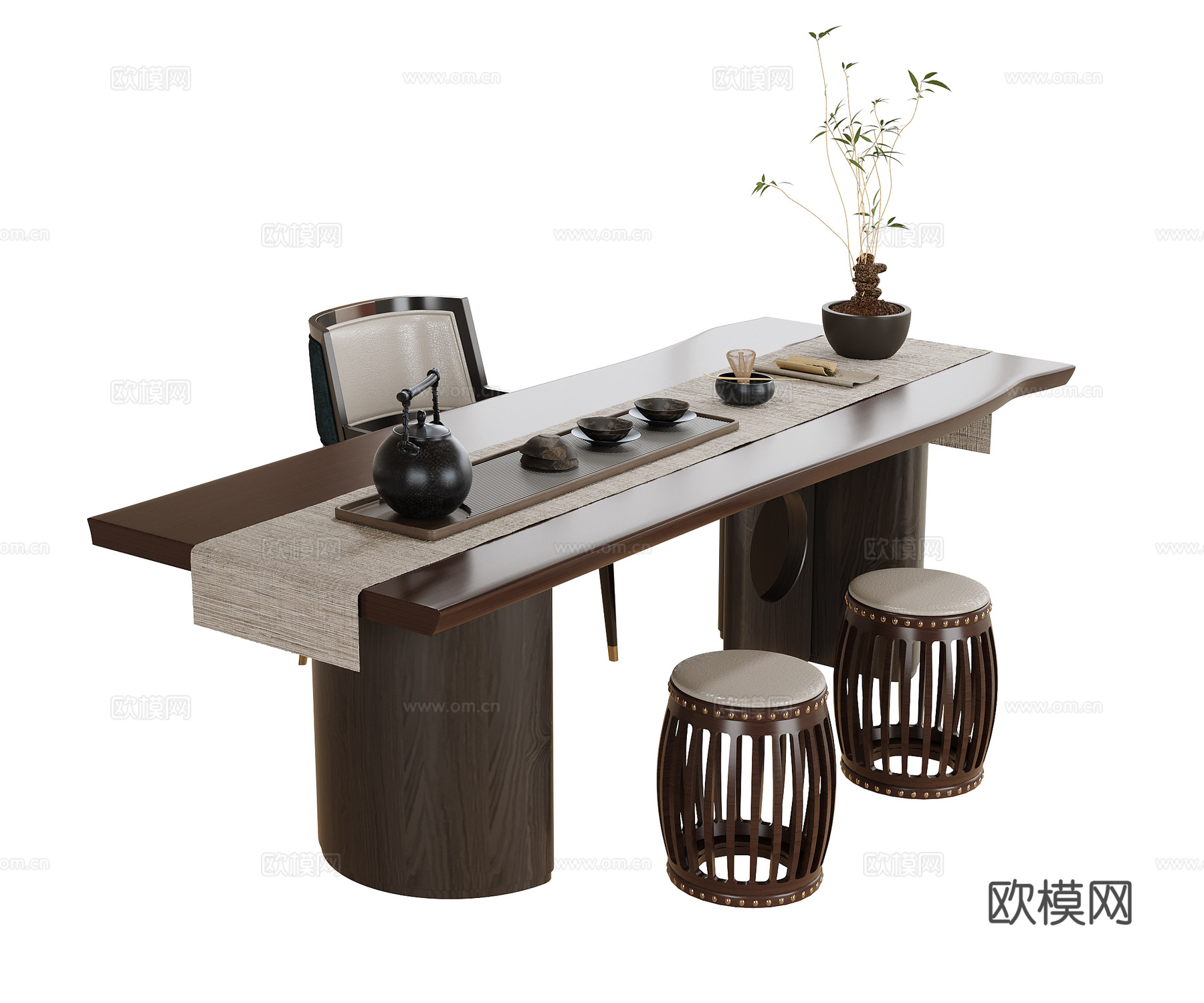 现代茶桌椅 凳子su模型