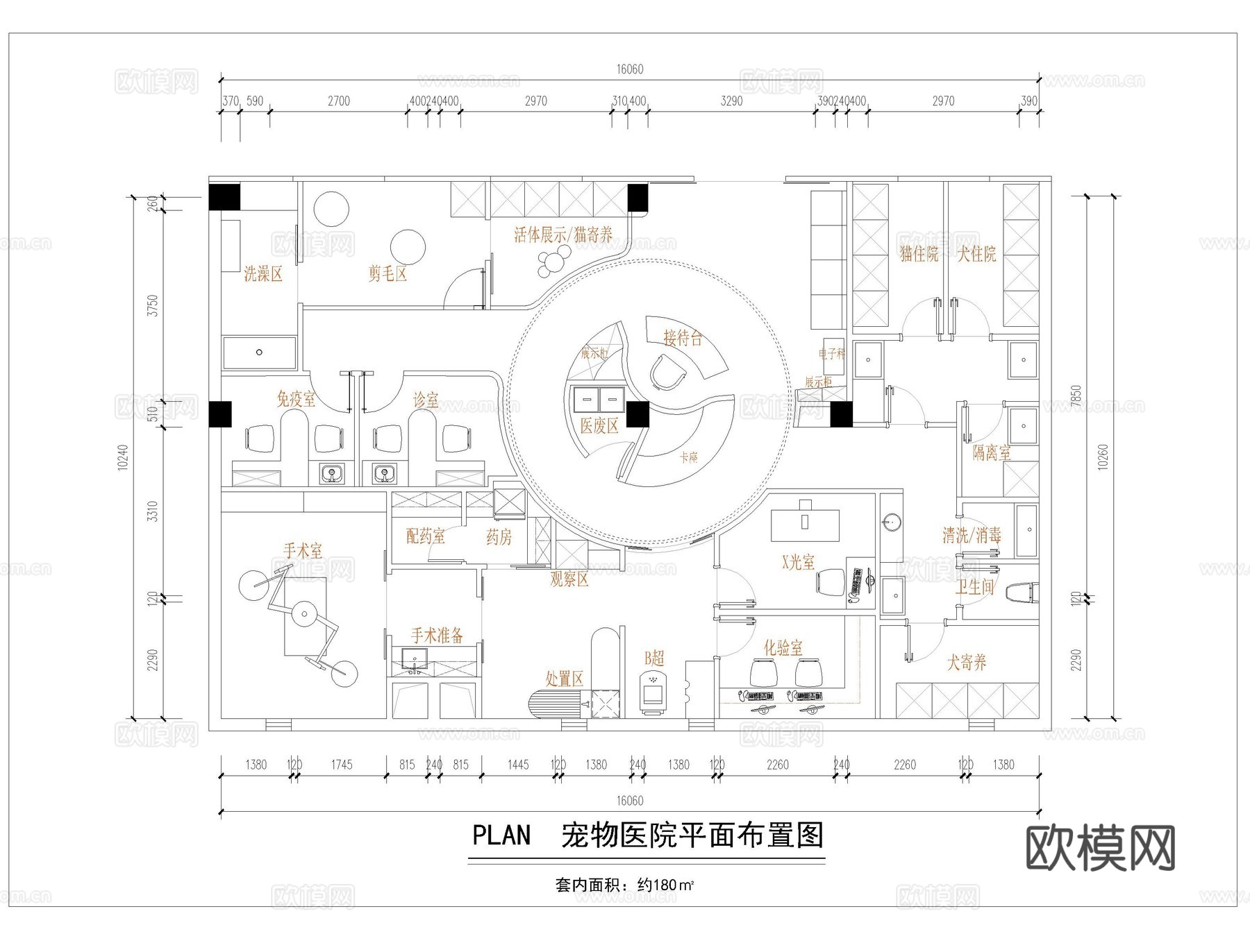 宠物店cad平面图cad施工图
