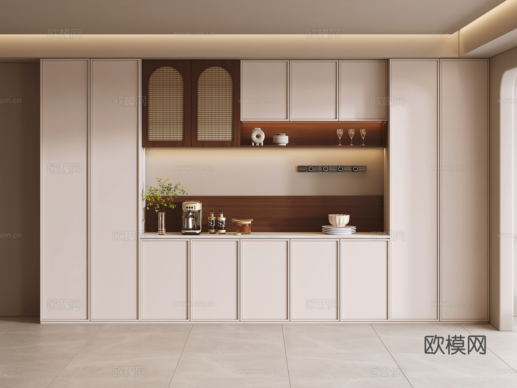 中古风餐边柜su模型