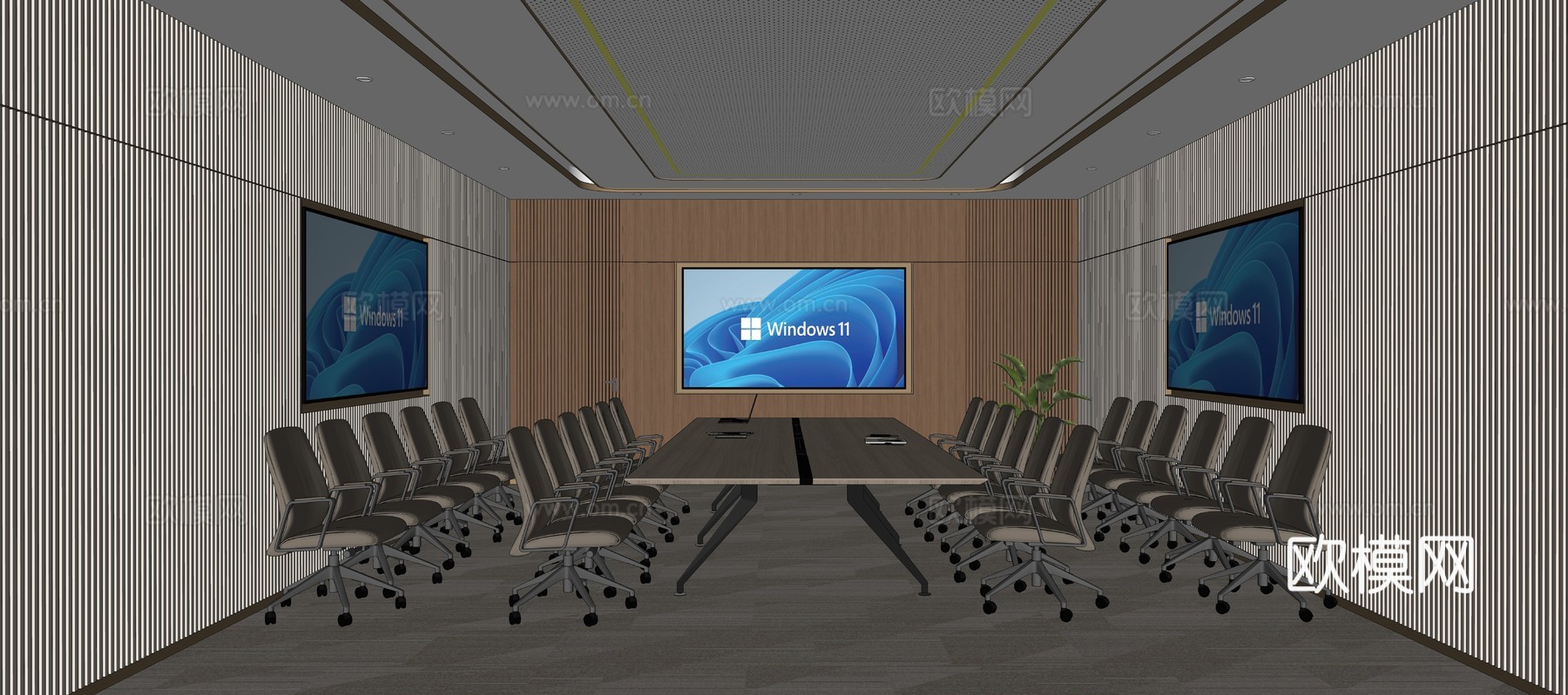 现代会议室su模型