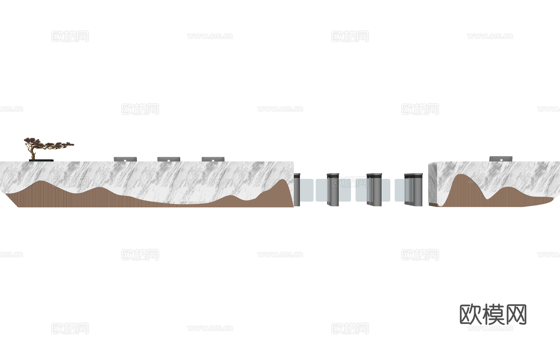 大厅 前台接待 展厅 办公空间 办公 工装 前台su模型