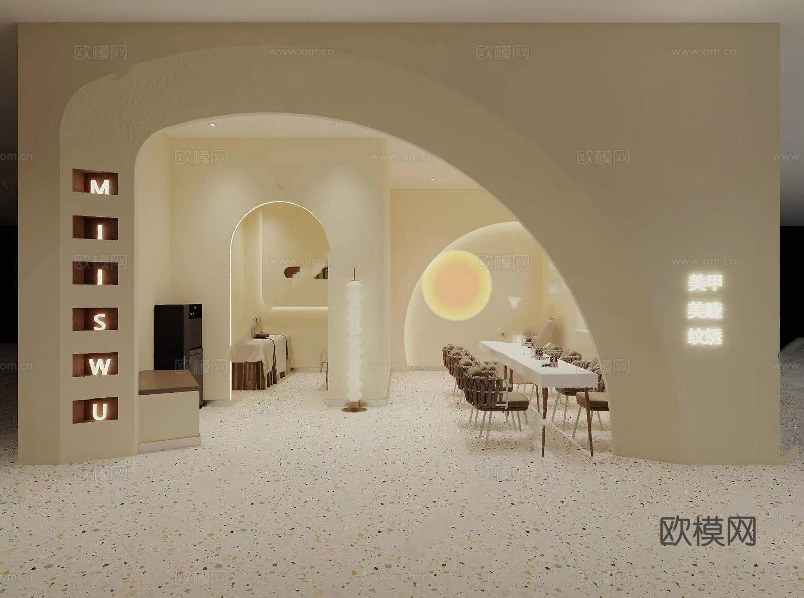 美甲店 美容店 最新全套 施工图 效果图合集cad施工图