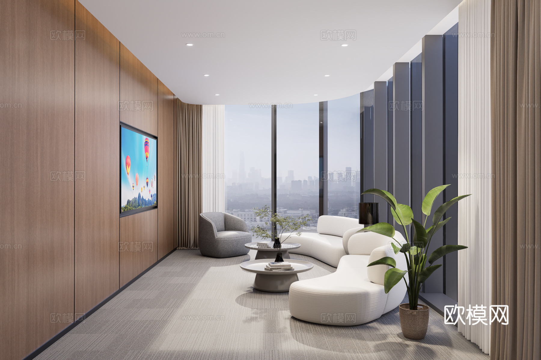 现代洽谈室 休息室su模型