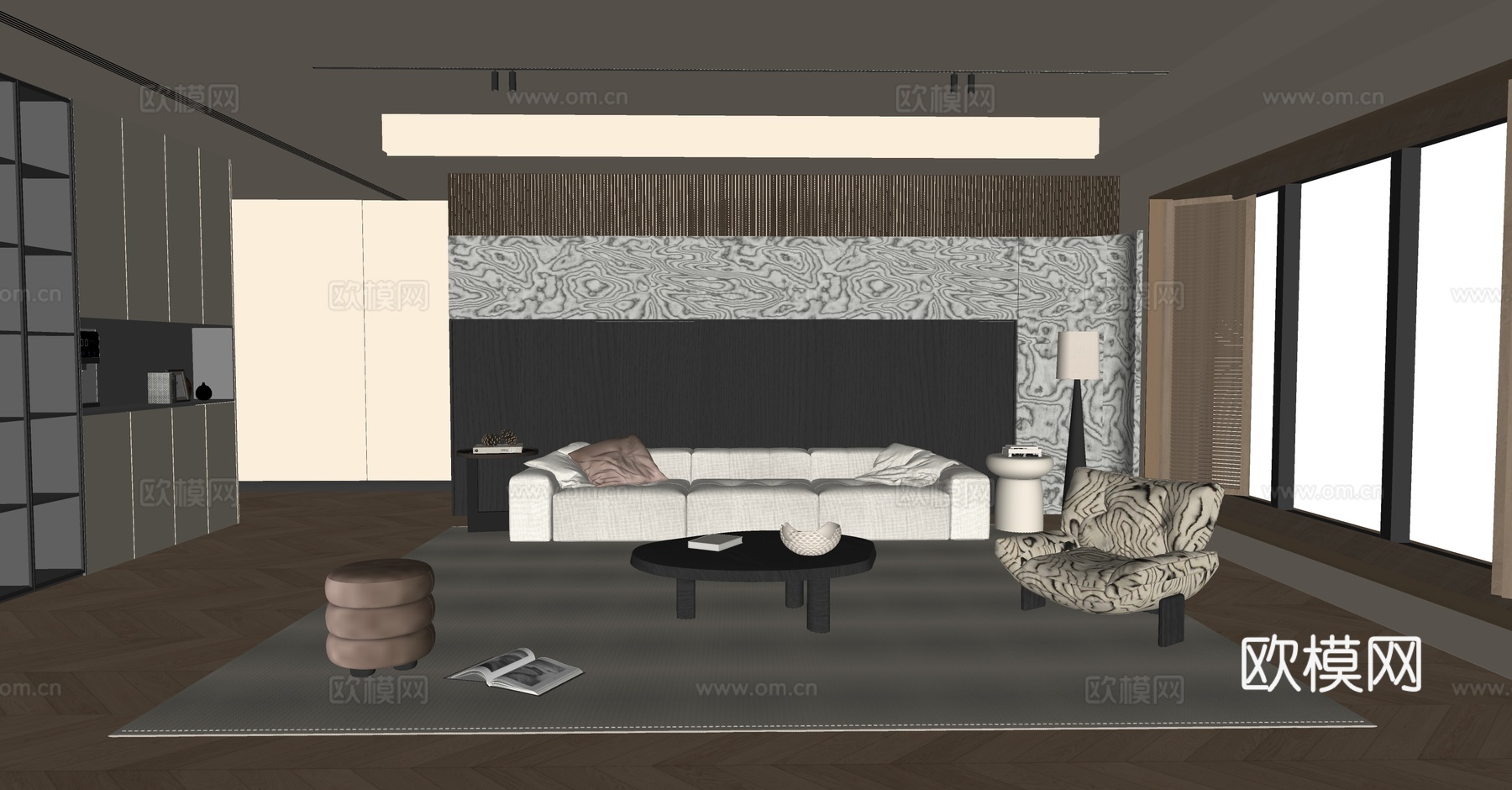 现代意式客厅su模型