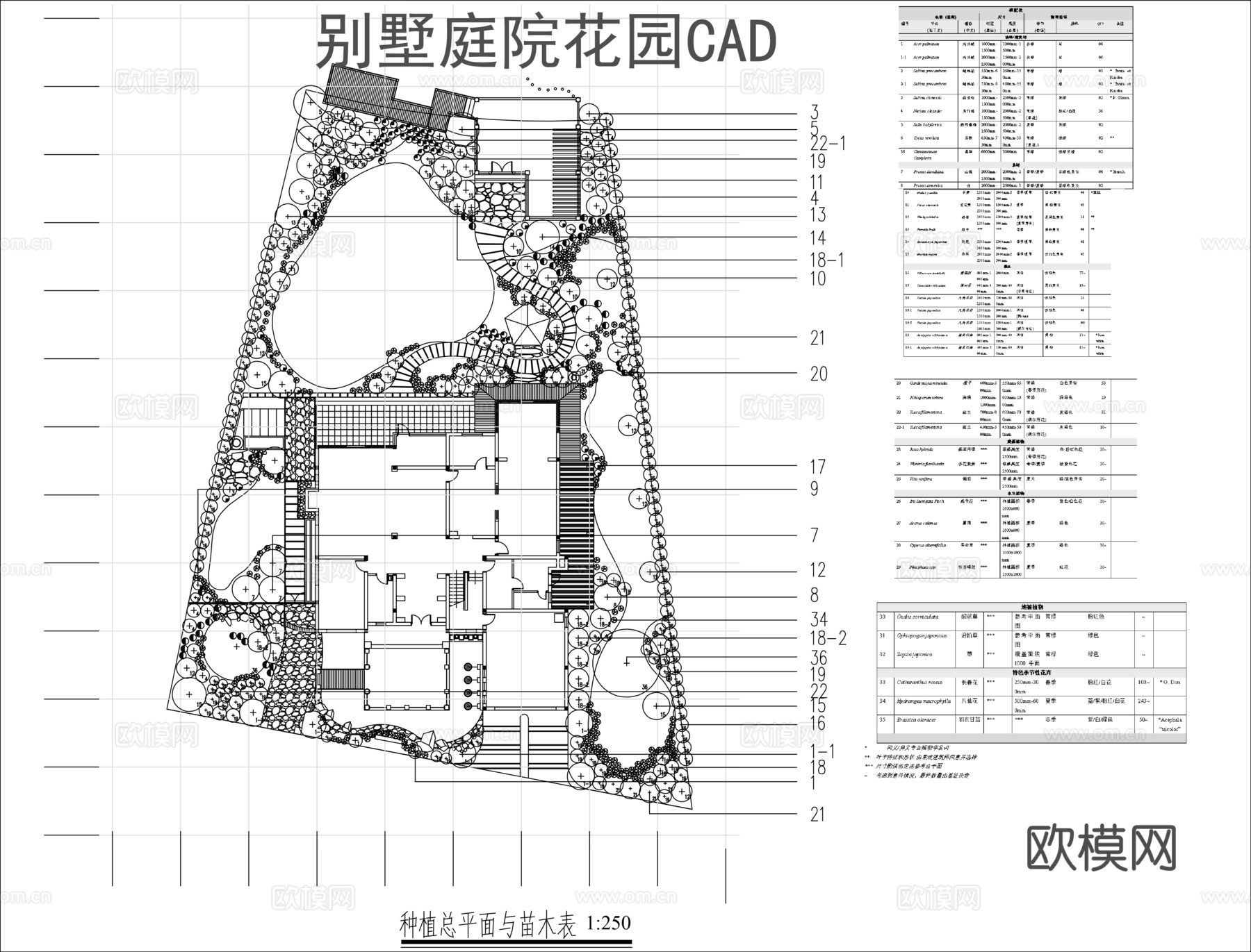 别墅庭院花园平面图CADcad施工图