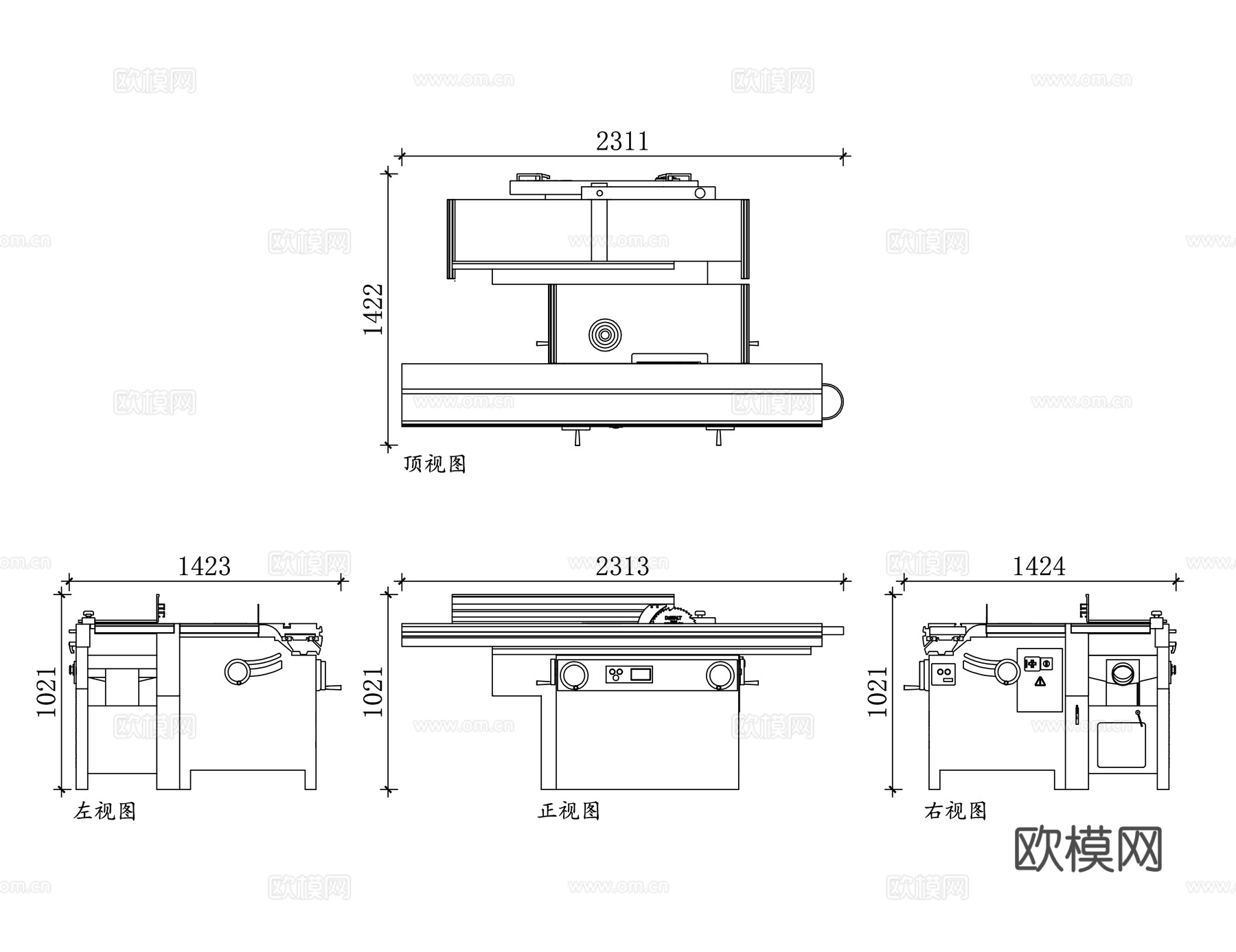 木工锯 木材锯切机 木料切割机 木工切割机 板材切割机cad施工图