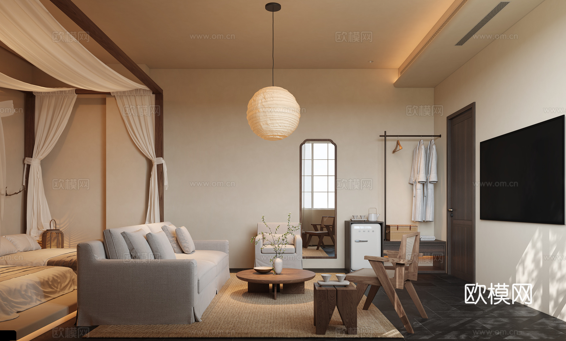 侘寂风卧室su模型