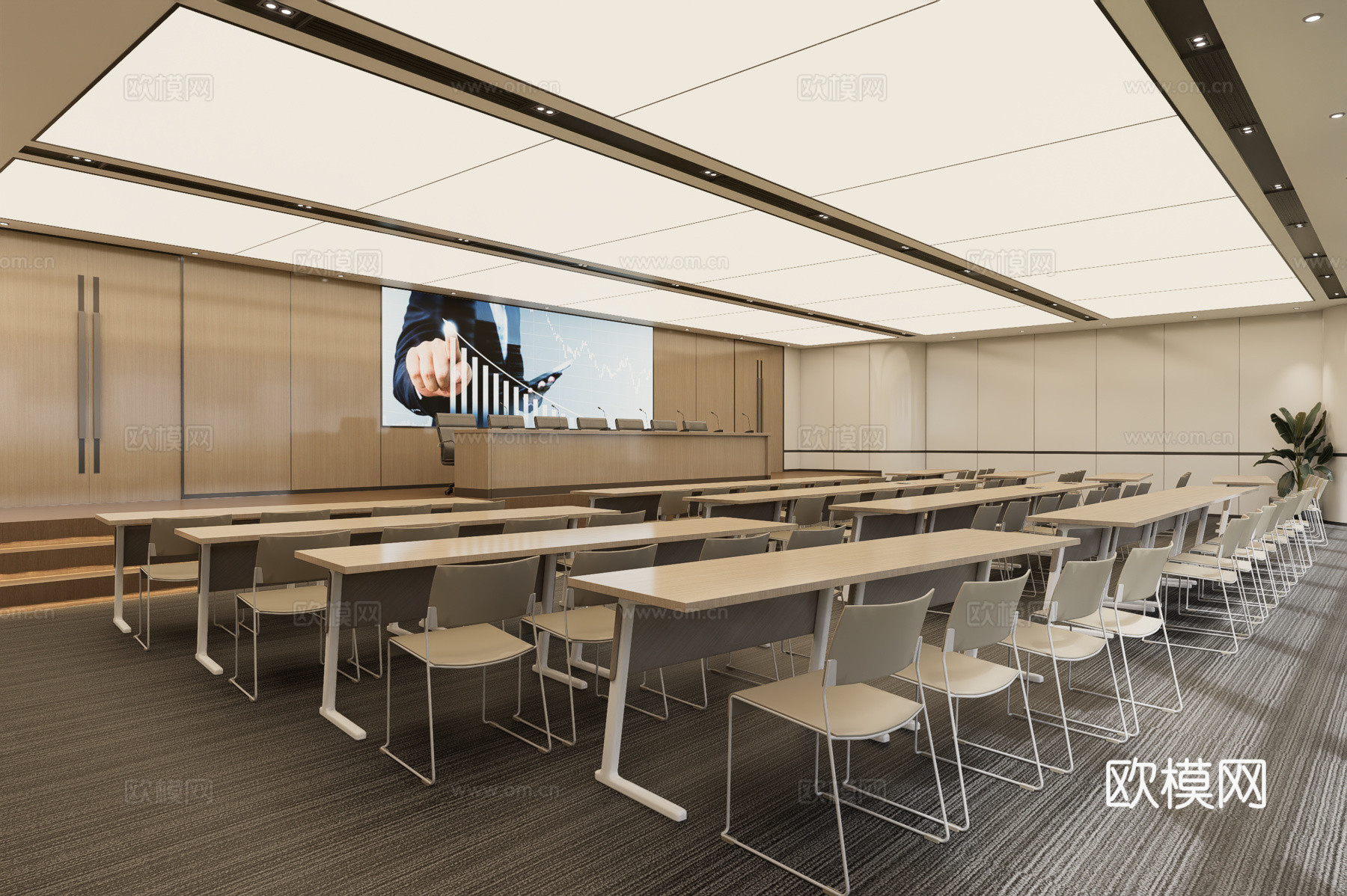现代培训室 会议室 多功能室su模型
