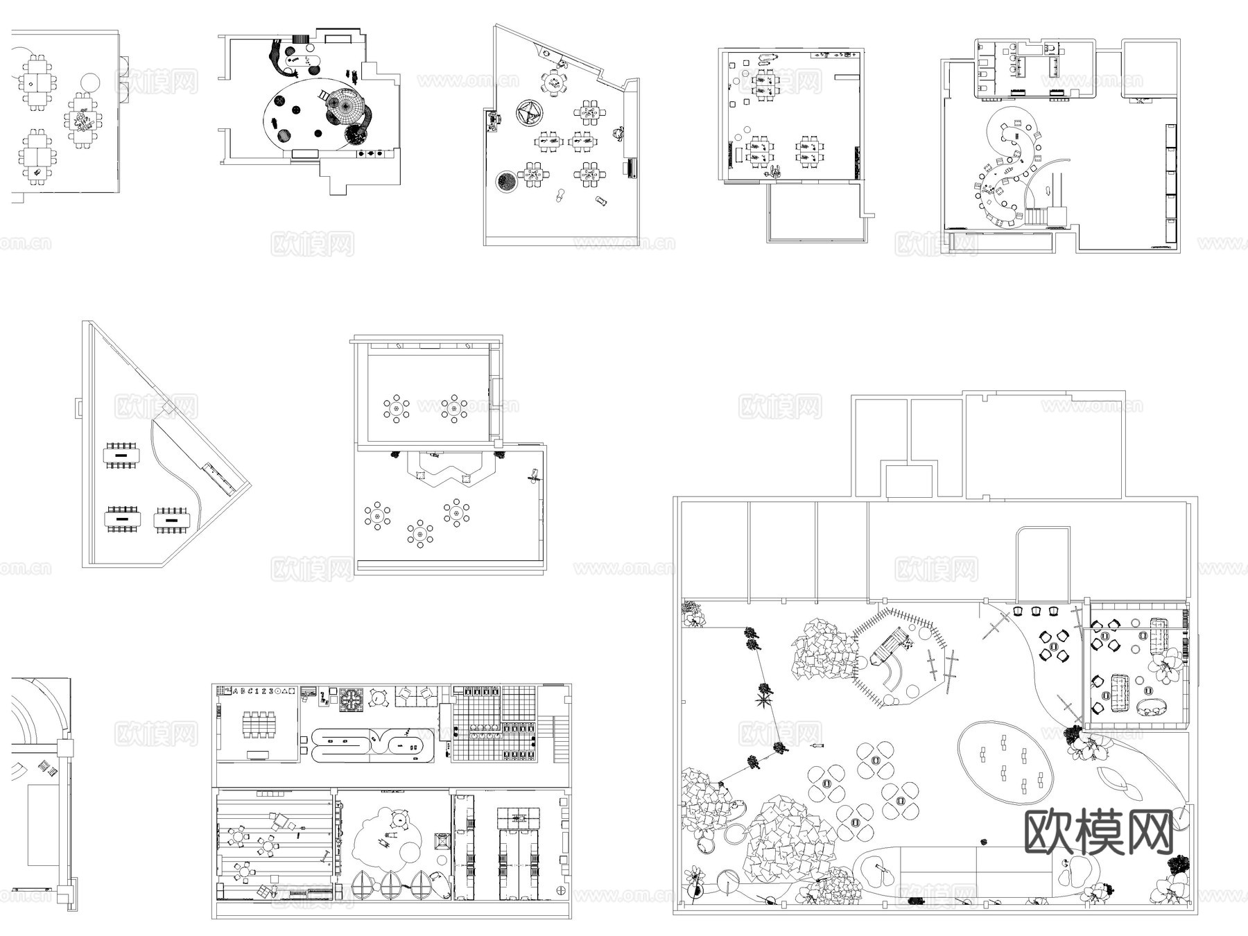 2026年最新幼儿园早教中心班级活动单元室内CAD图库cad施工图