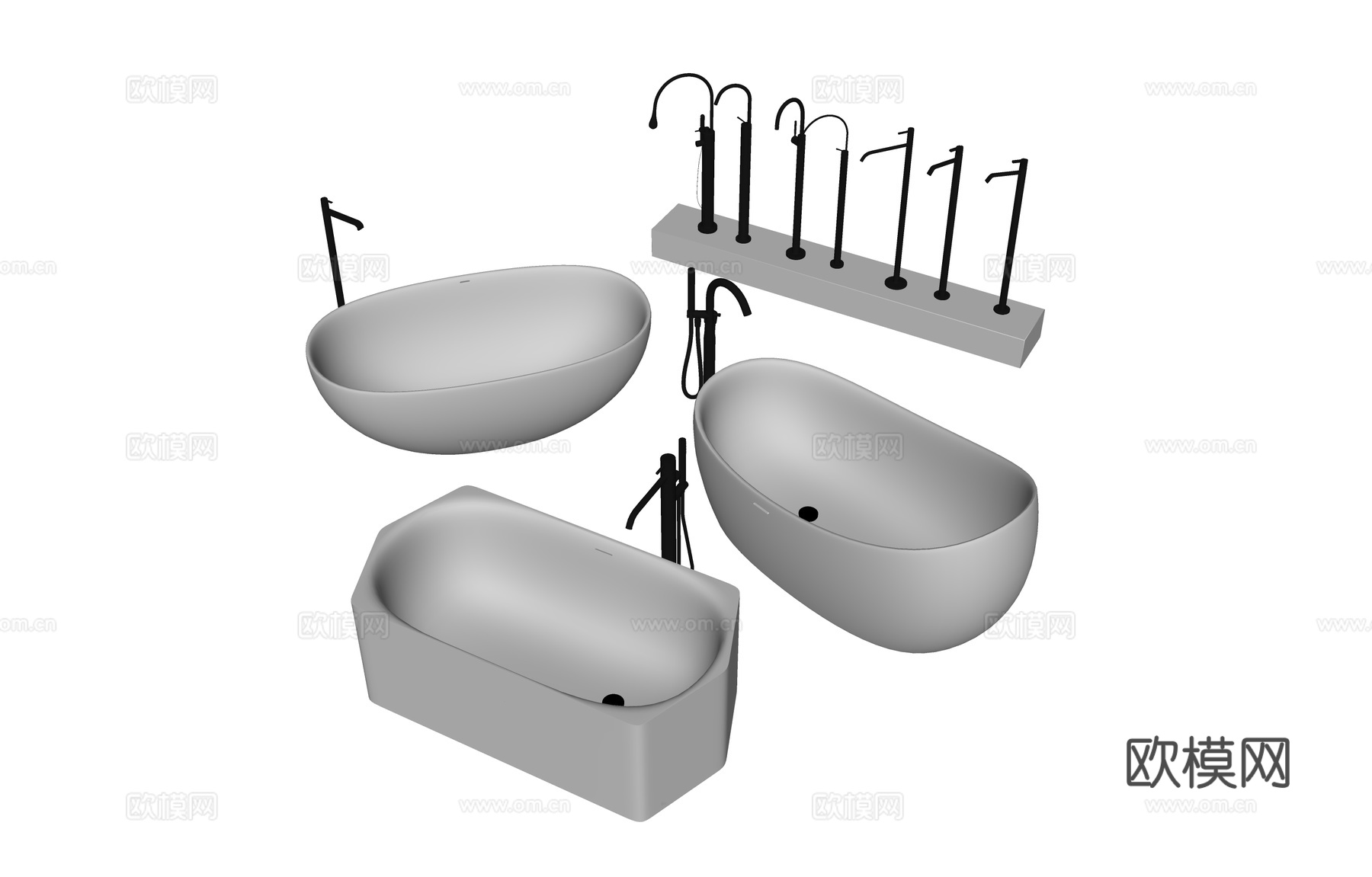 现代浴缸su模型