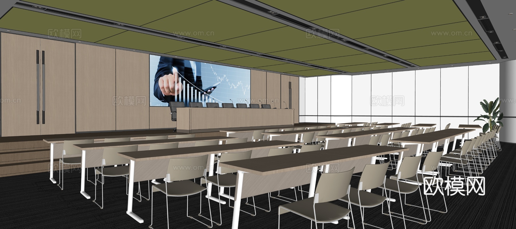 现代培训室 会议室 多功能室su模型