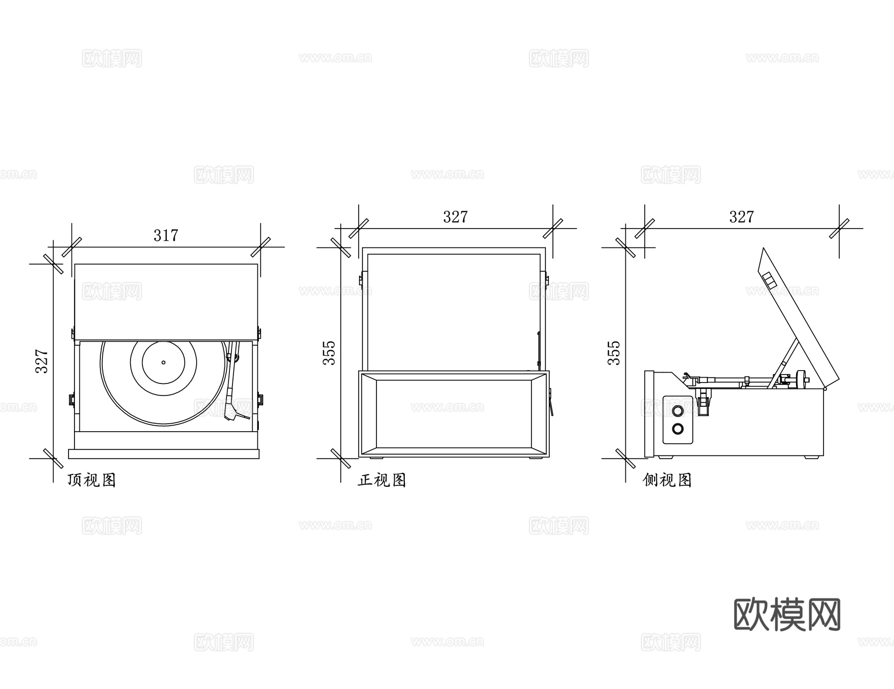 唱片机 电唱机 留音机 老式唱机 黑胶唱机cad施工图