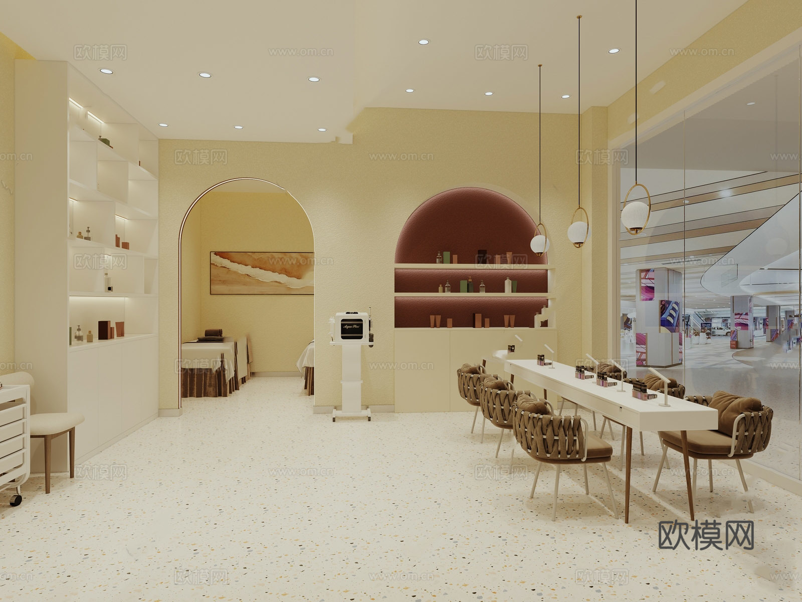 美甲美瞳店  最新全套 施工图 效果图合集cad施工图