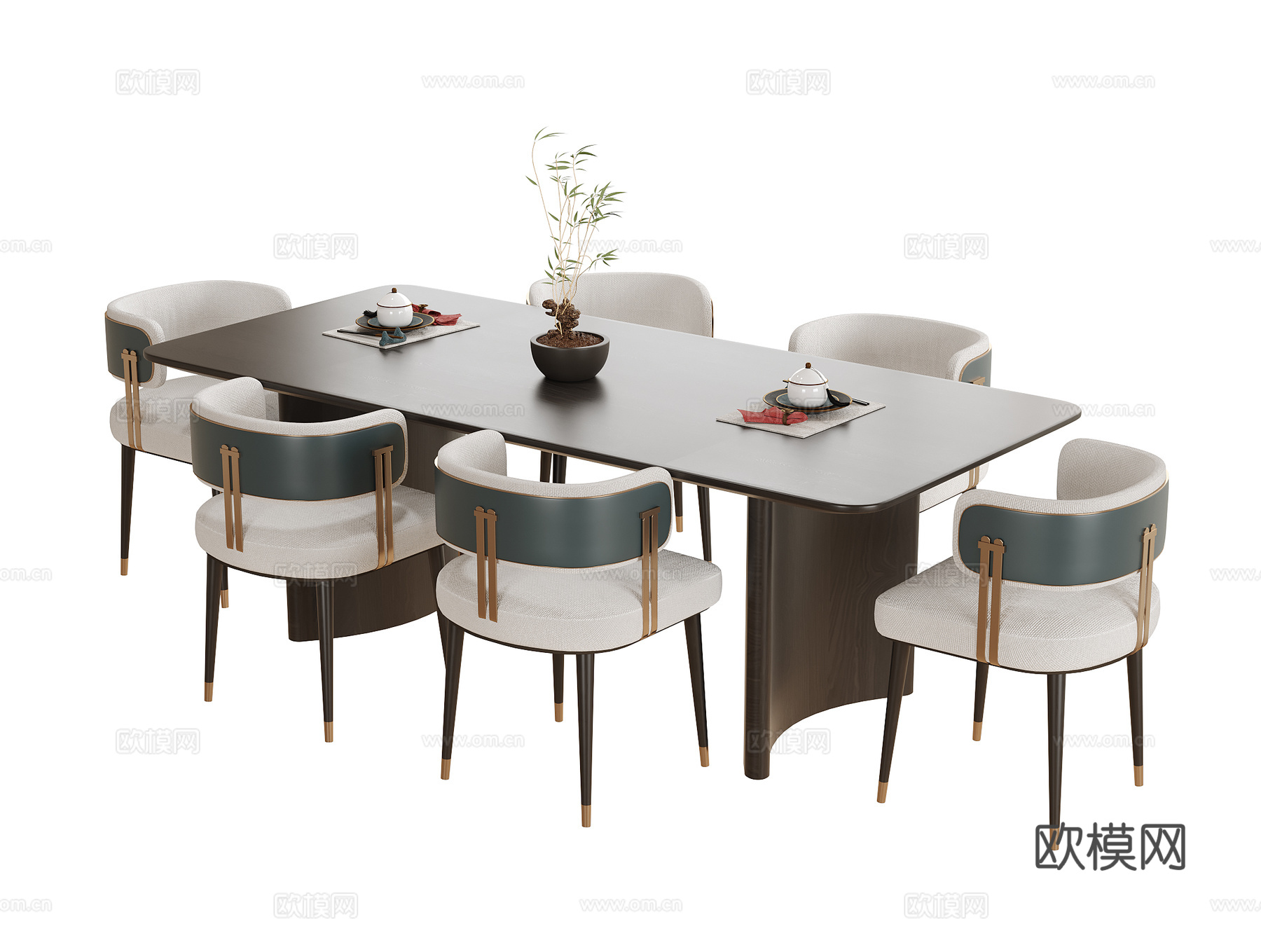 现代餐桌椅组合su模型