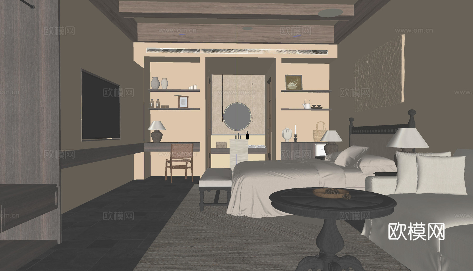 民宿客房su模型