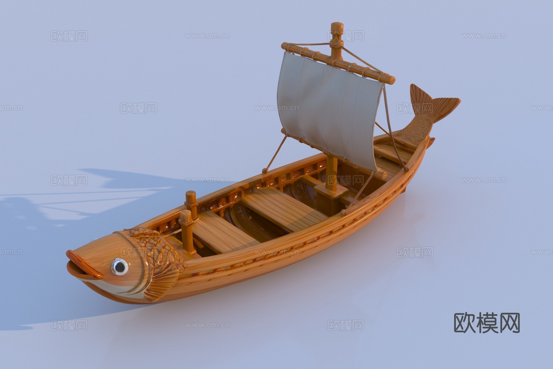现代帆船雕塑小品3d模型下载