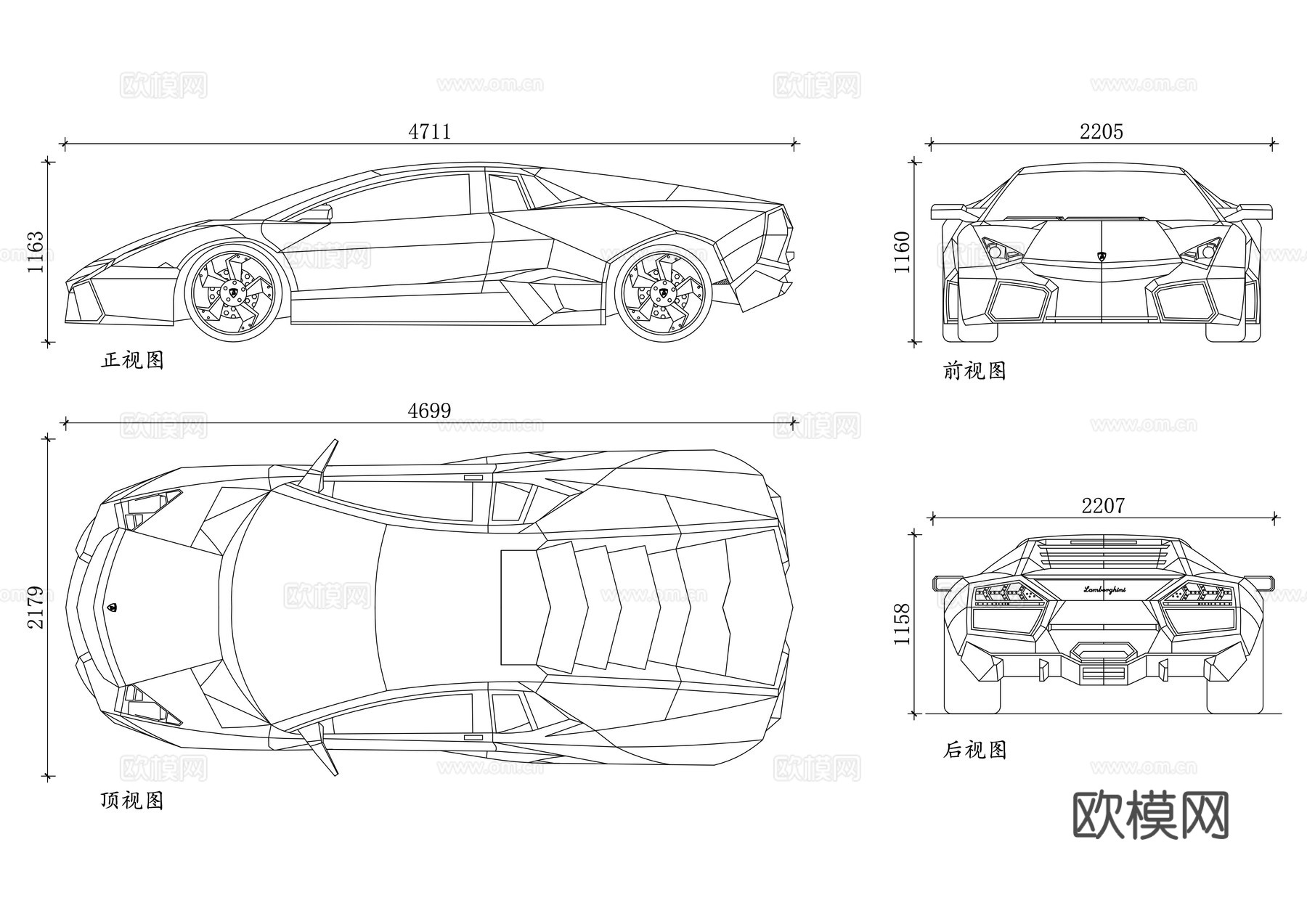 林宝坚尼 蓝宝坚尼 朗博基尼 蛮牛 意式公牛cad施工图