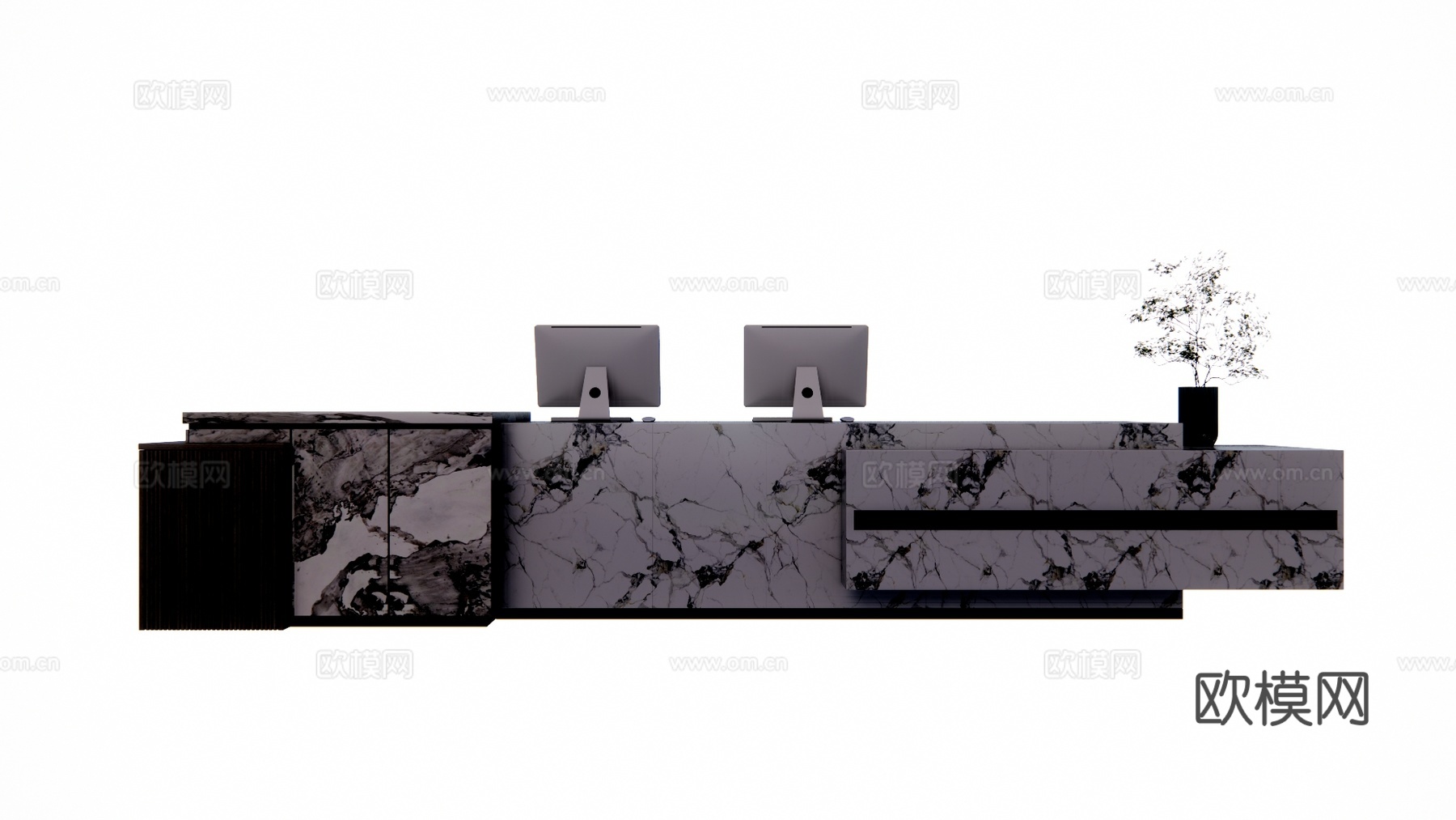 前台 电脑 公司前台su模型