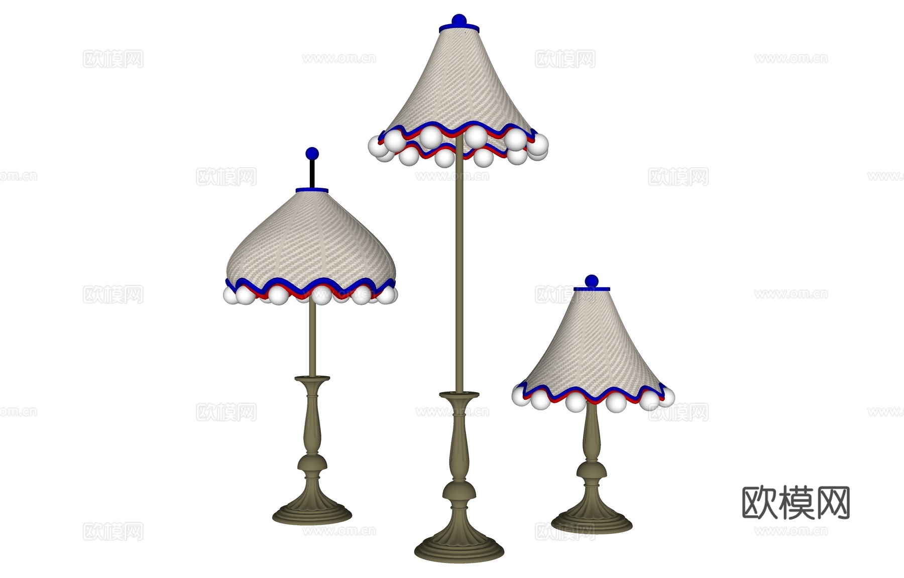 欧式落地灯su模型