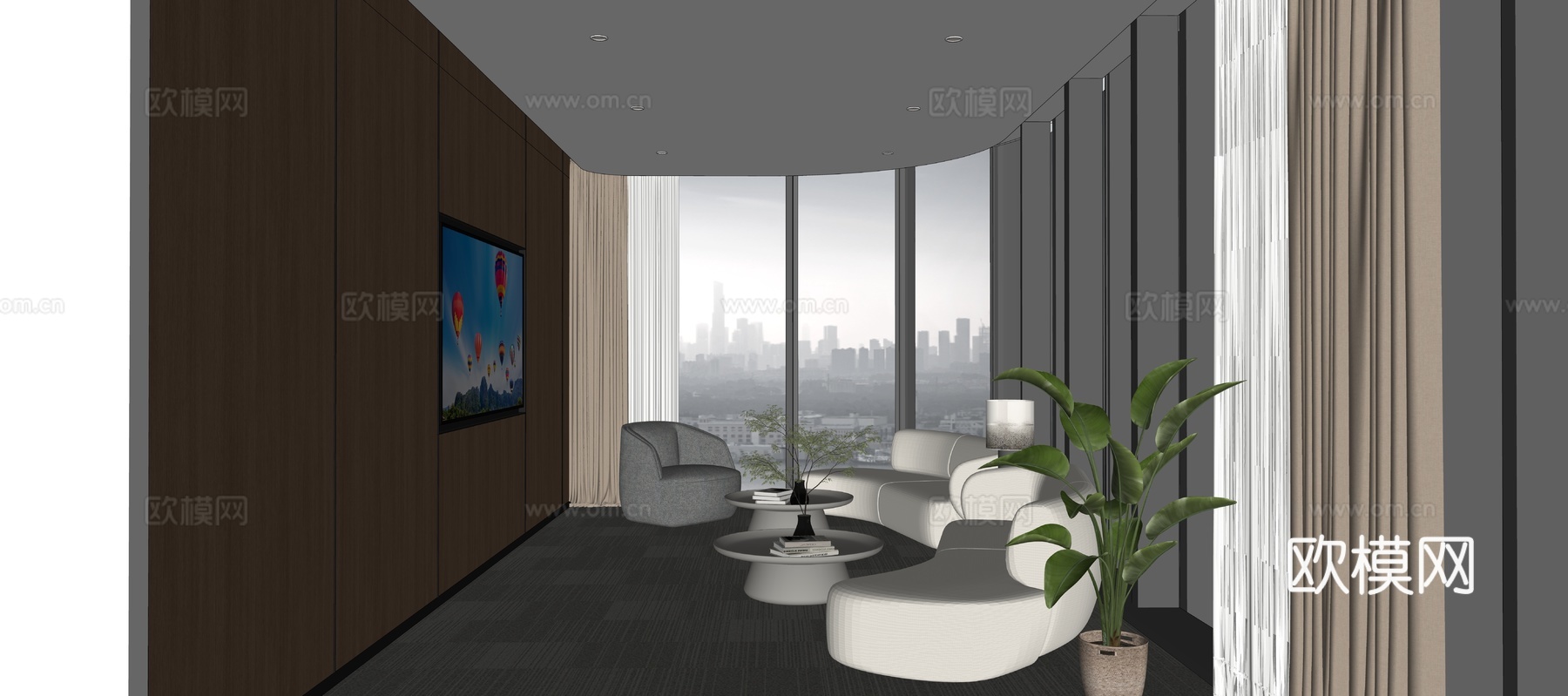 现代洽谈室 休息室su模型
