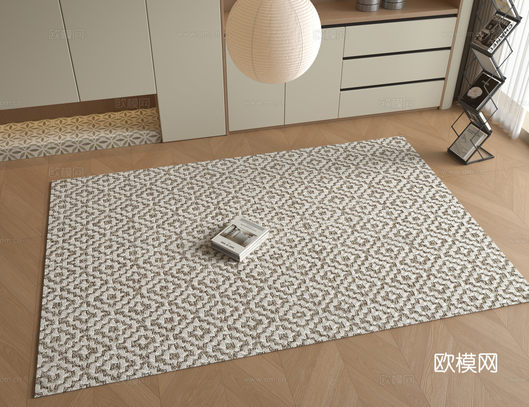 现代方形地毯su模型