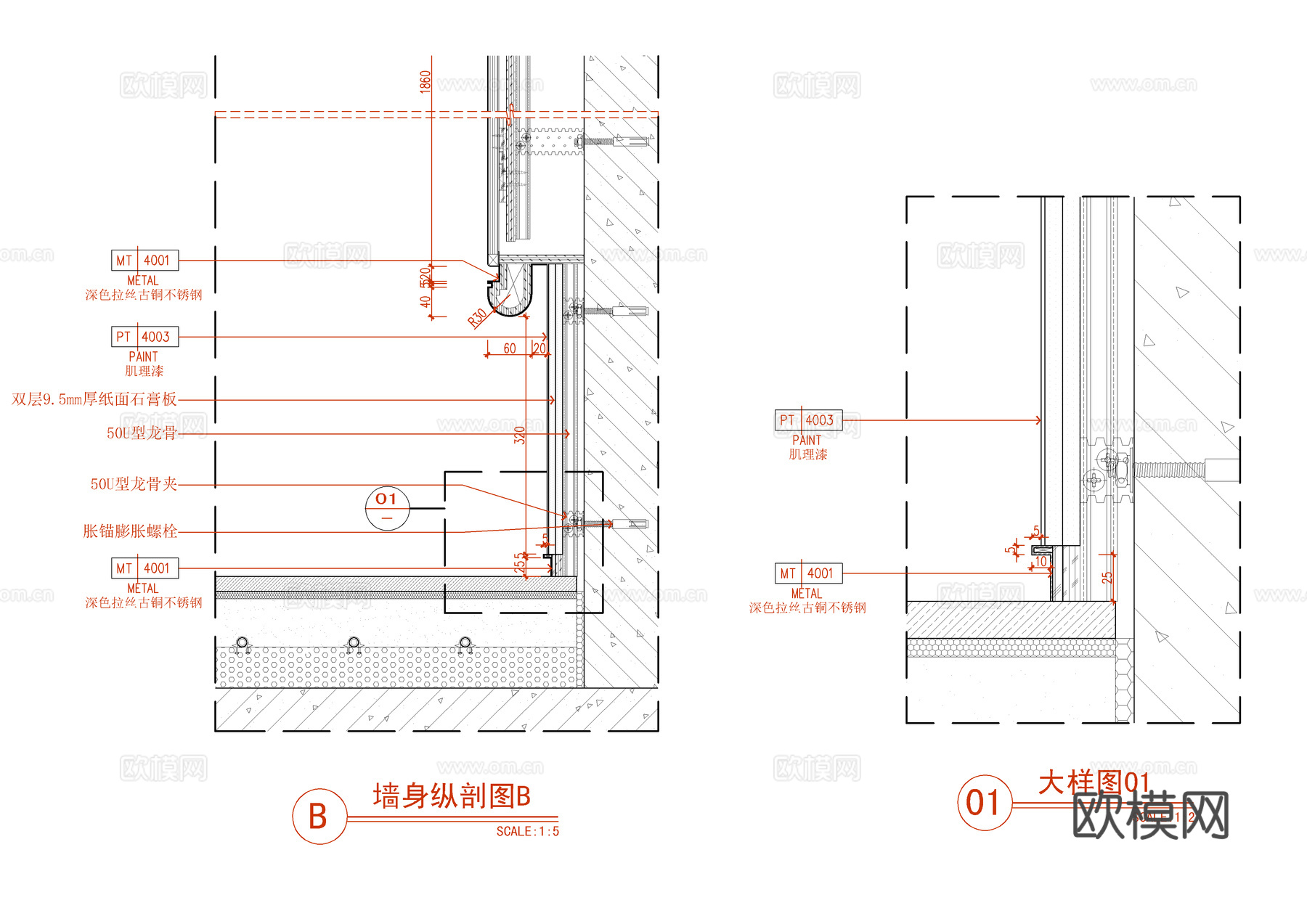 玄关背景墙面造型施工大样详图  玄关端景造型墙  不锈钢造型cad施工图