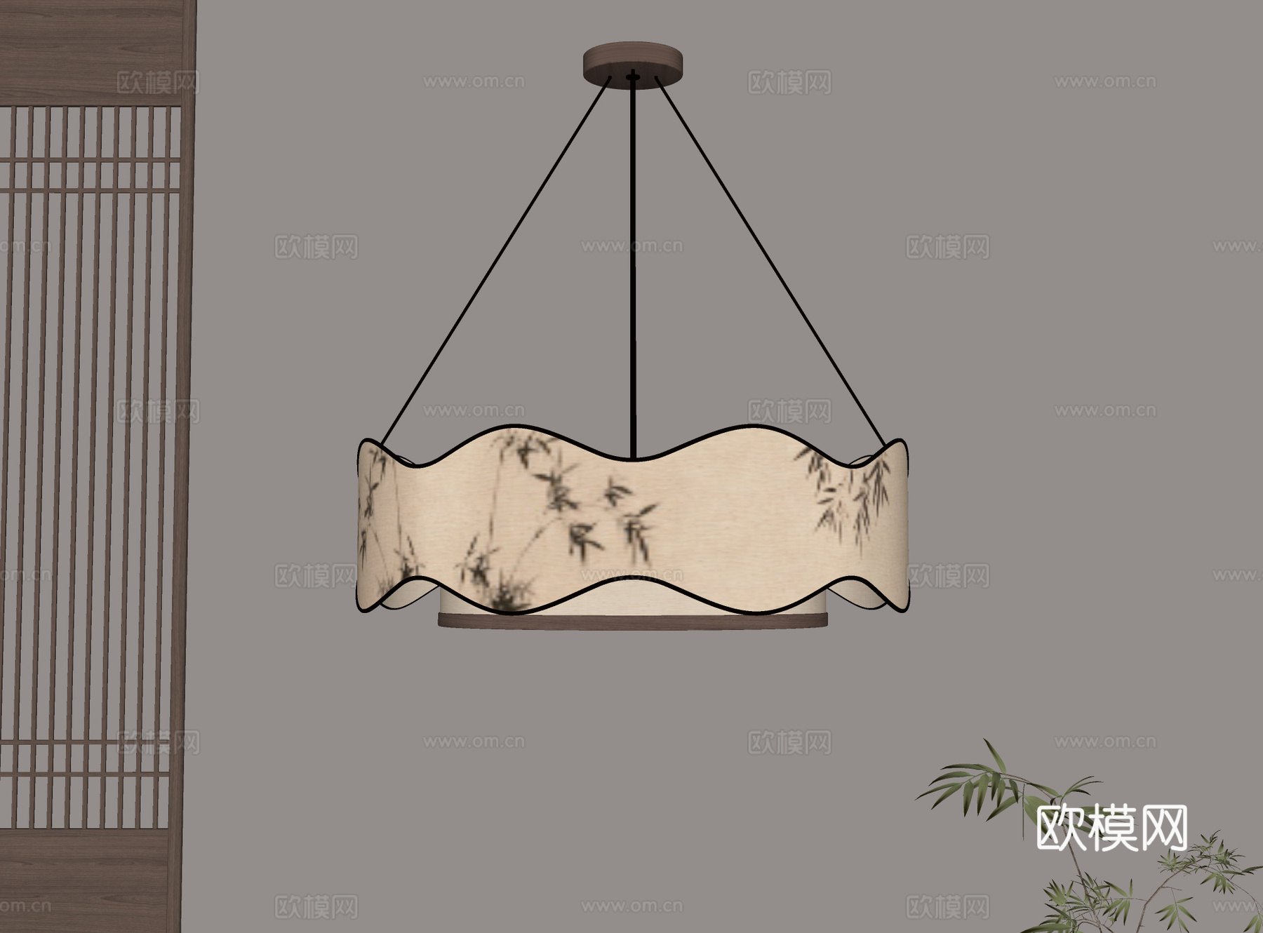 新中式吊灯 餐厅吊灯 茶室吊灯su模型