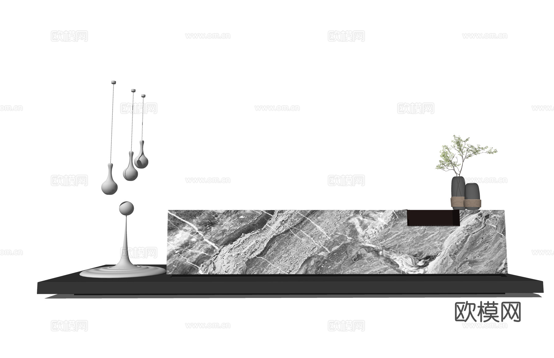 办公室 前台 展厅su模型