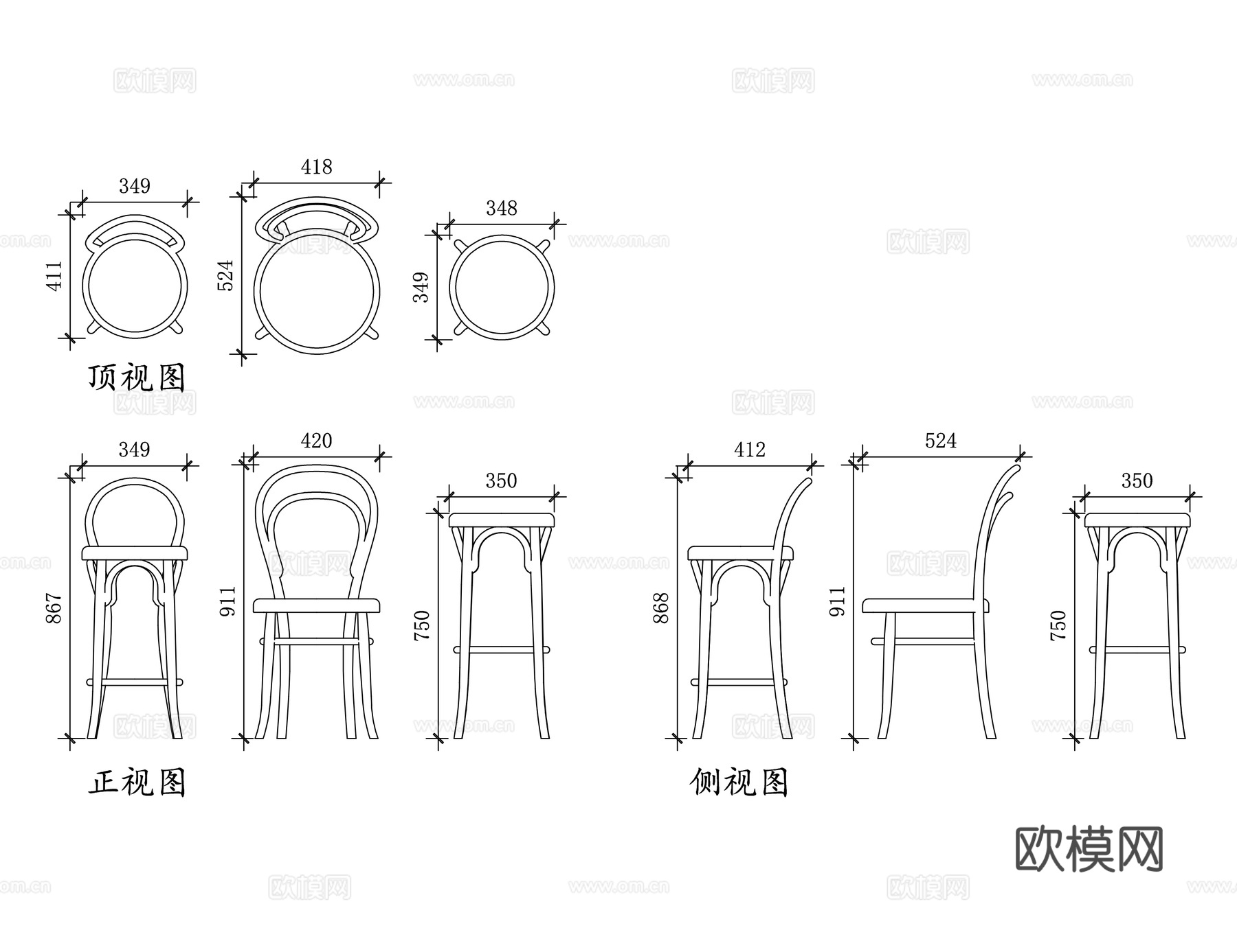 咖啡厅椅 休闲咖啡椅 简约咖啡椅 餐厅咖啡椅 铁艺咖啡椅cad施工图