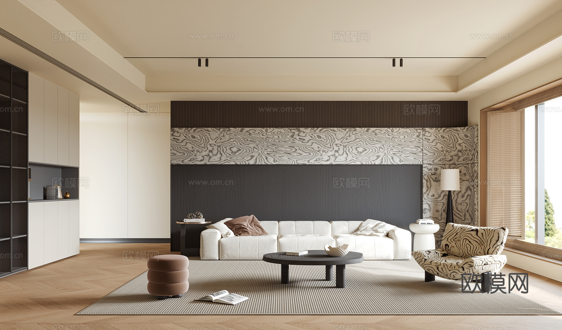 现代意式客厅su模型