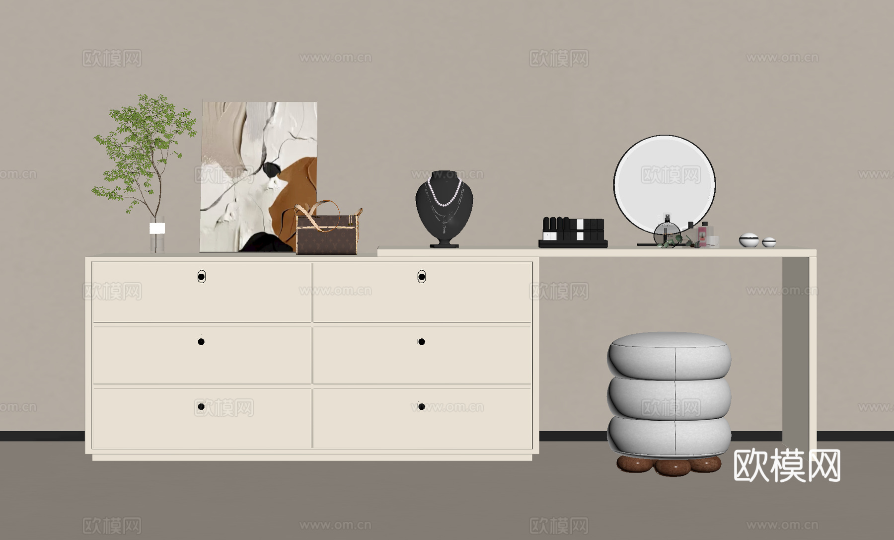 现代梳妆台su模型