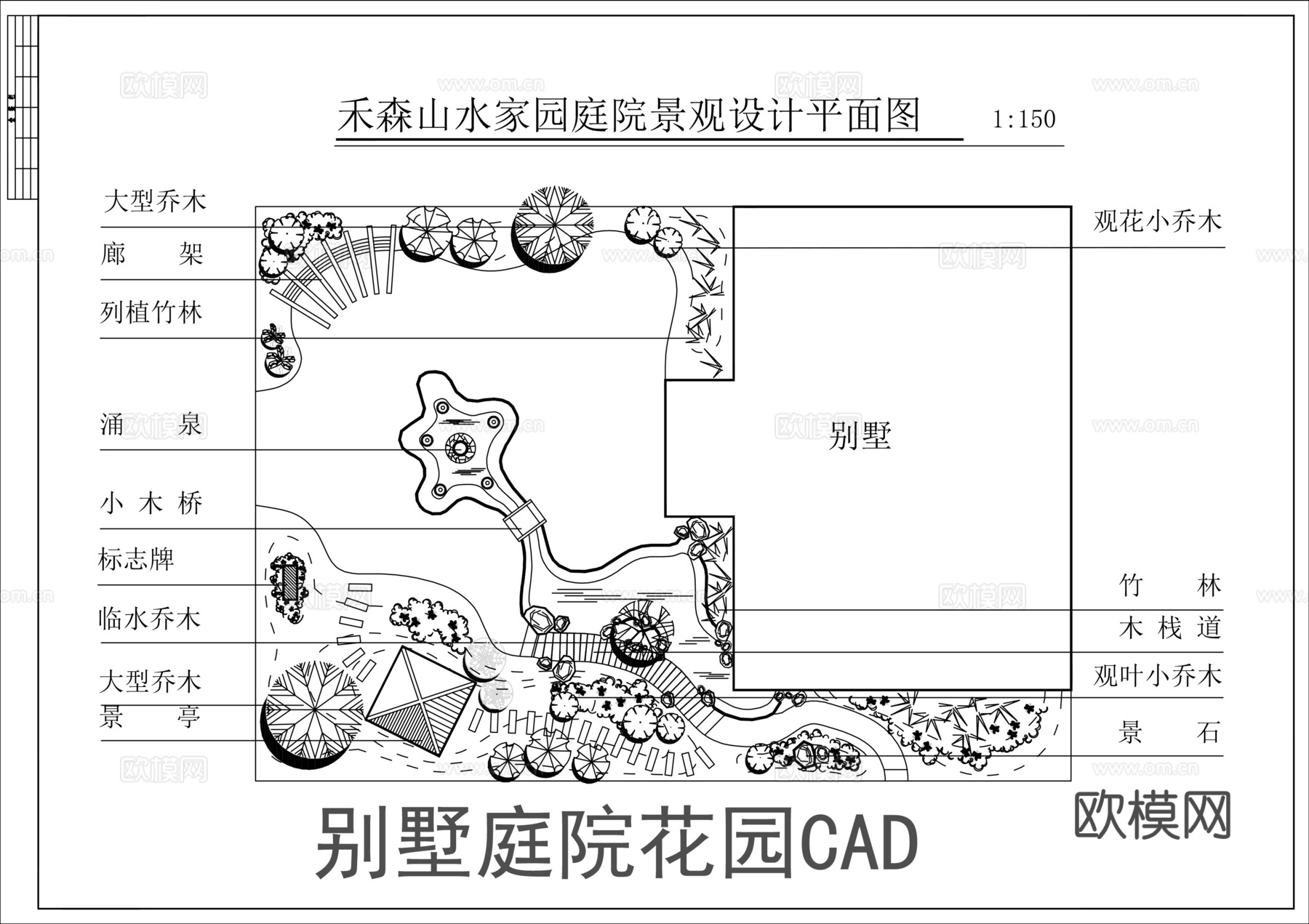 别墅庭院景观绿化CADcad施工图