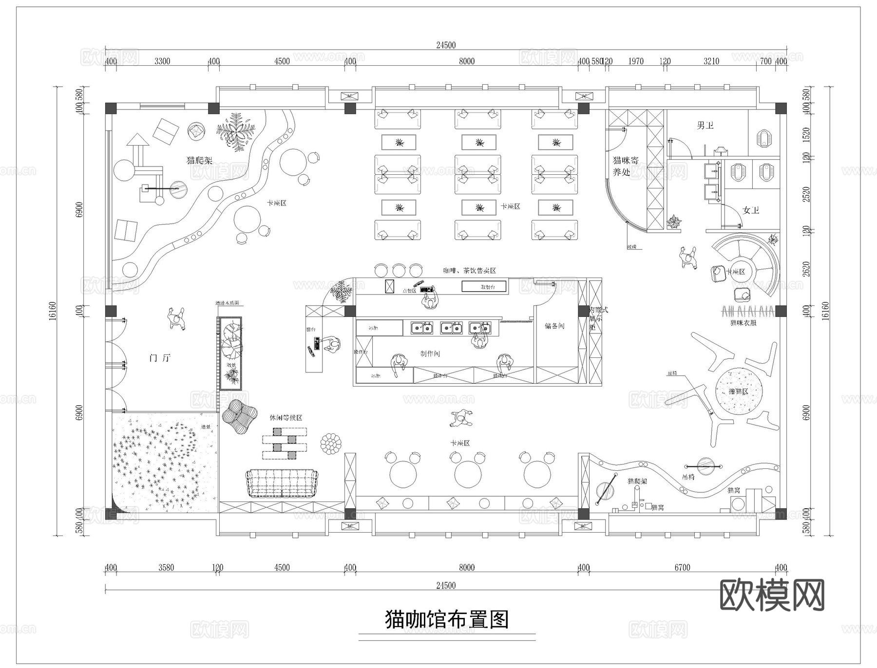 宠物店cad平面图cad施工图
