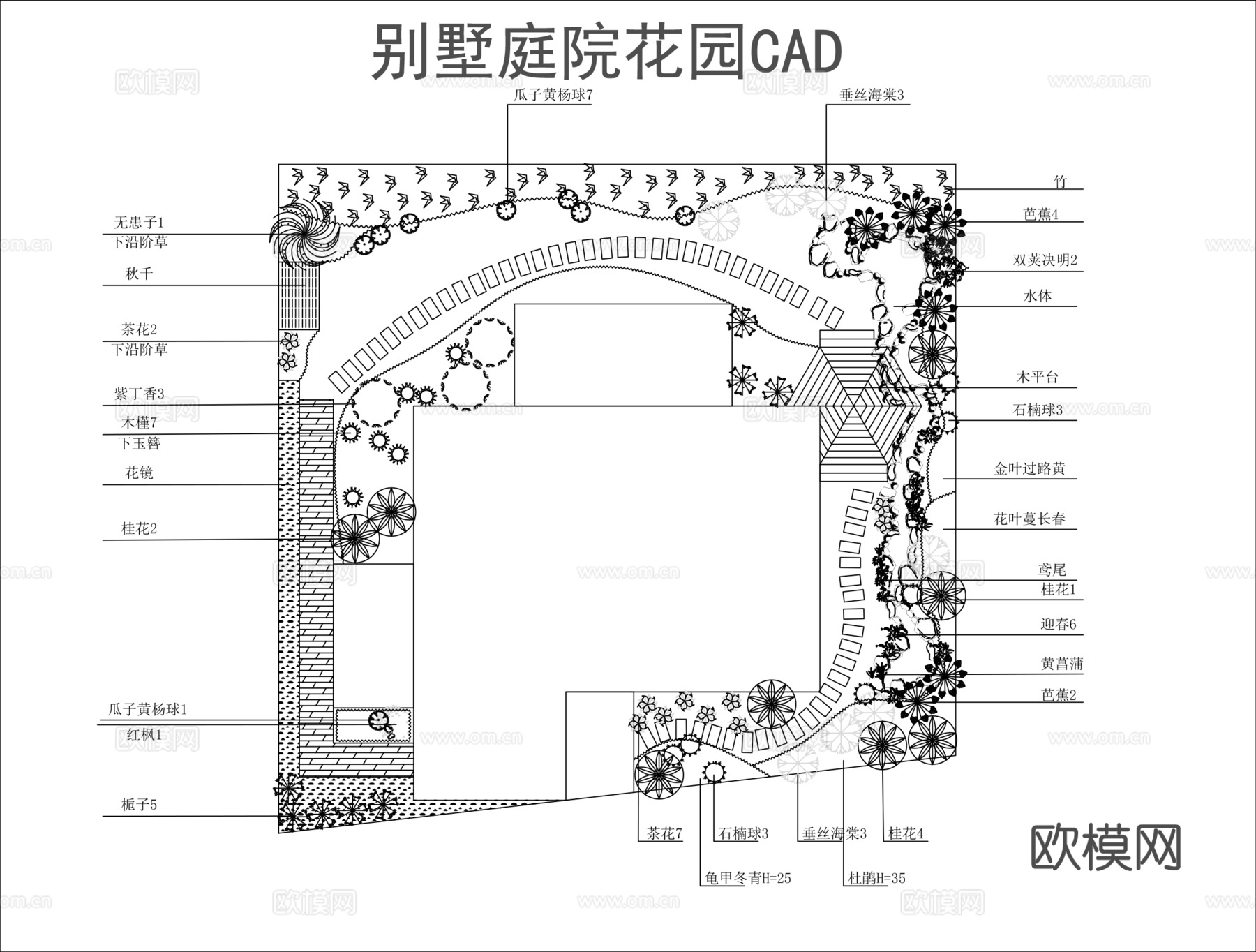 别墅庭院花园平面图cadcad施工图