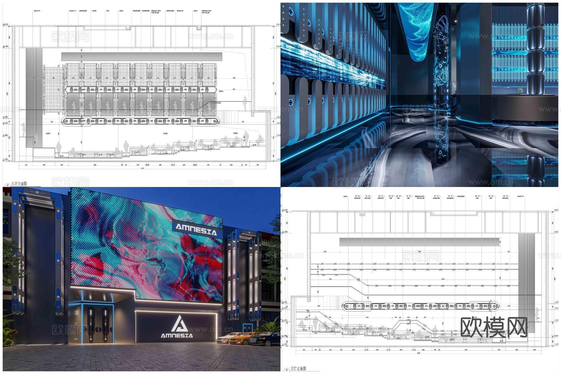 6套轻奢高档酒吧 最新全套 效果图 施工图设计cad施工图