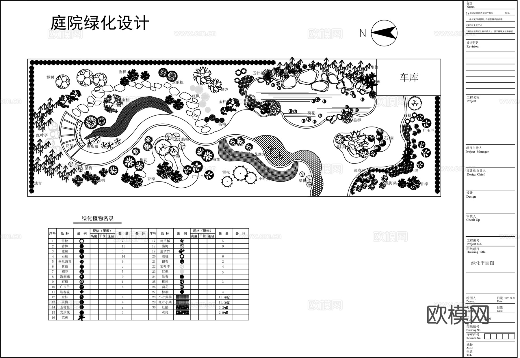 别墅庭院景观绿化CADcad施工图