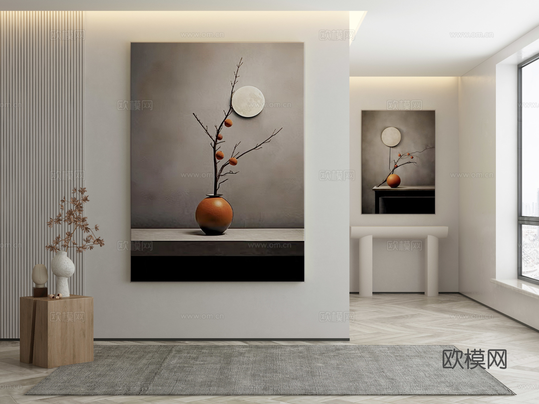 极简侘寂风抽象挂画3d模型下载